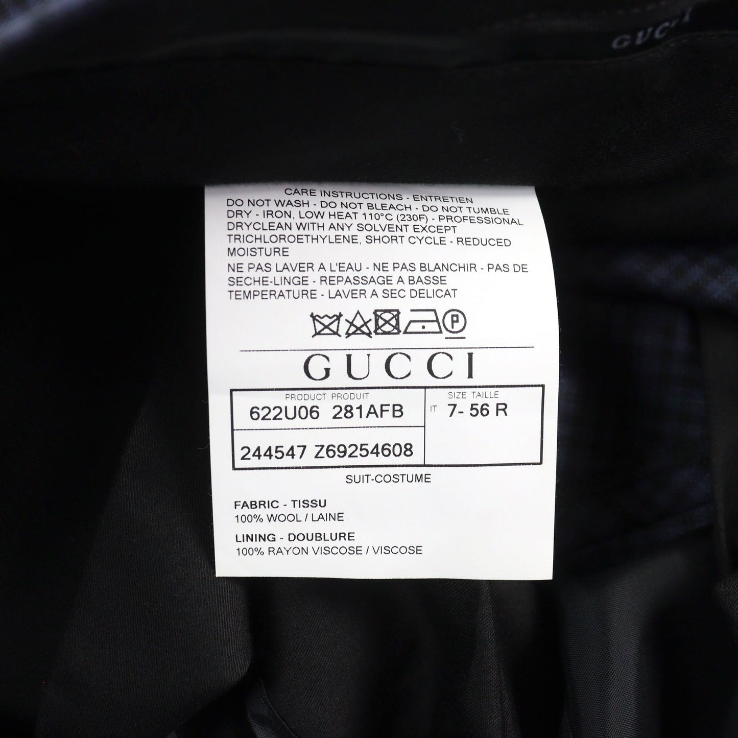 GUCCI Pants 244547 Outer: 100% wool, Lining: 100% rayon Navy type Check Pattern mens Used