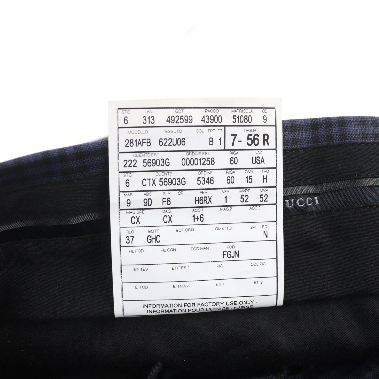 GUCCI Pants 244547 Outer: 100% wool, Lining: 100% rayon Navy type Check Pattern mens Used