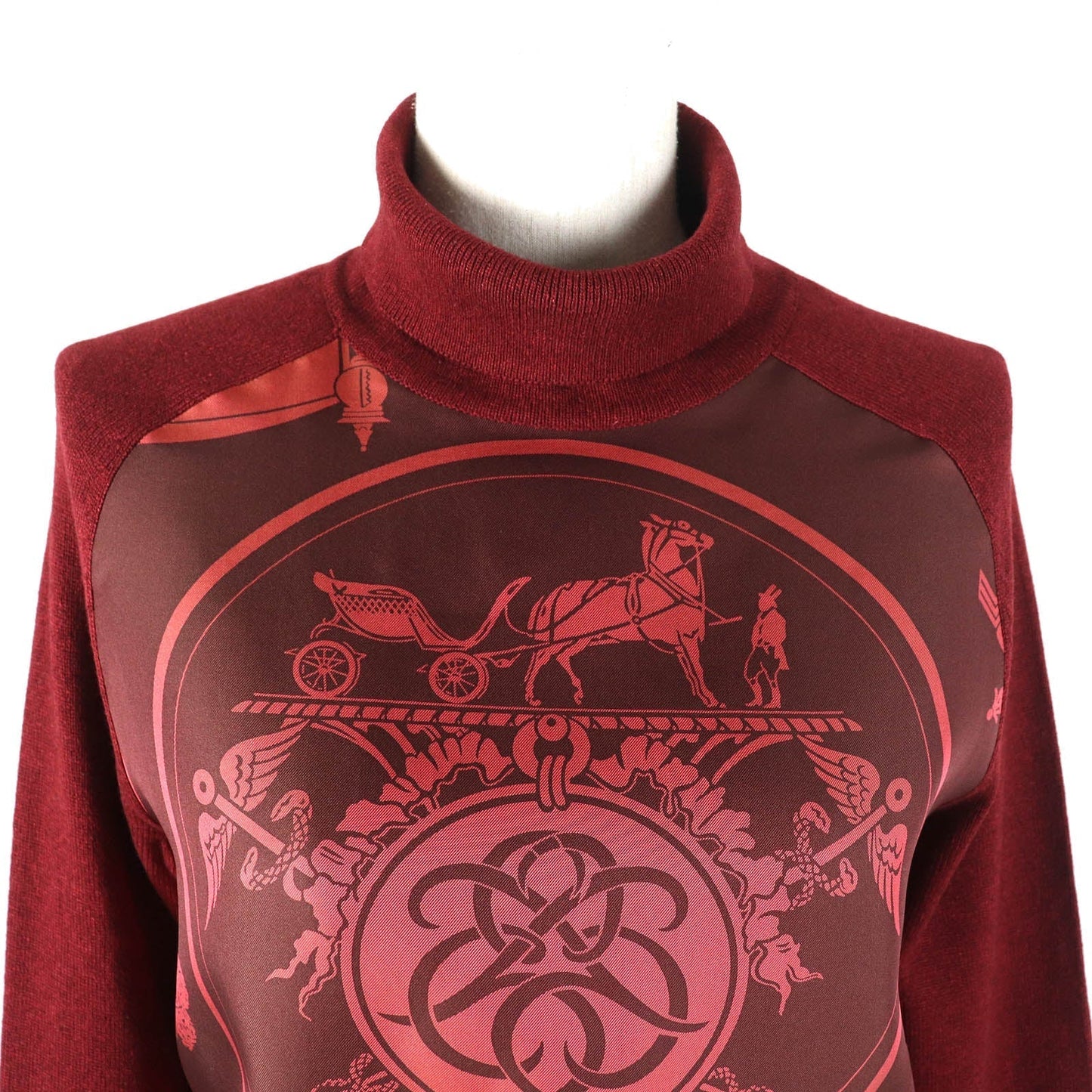 HERMES knit silk Red brown ME