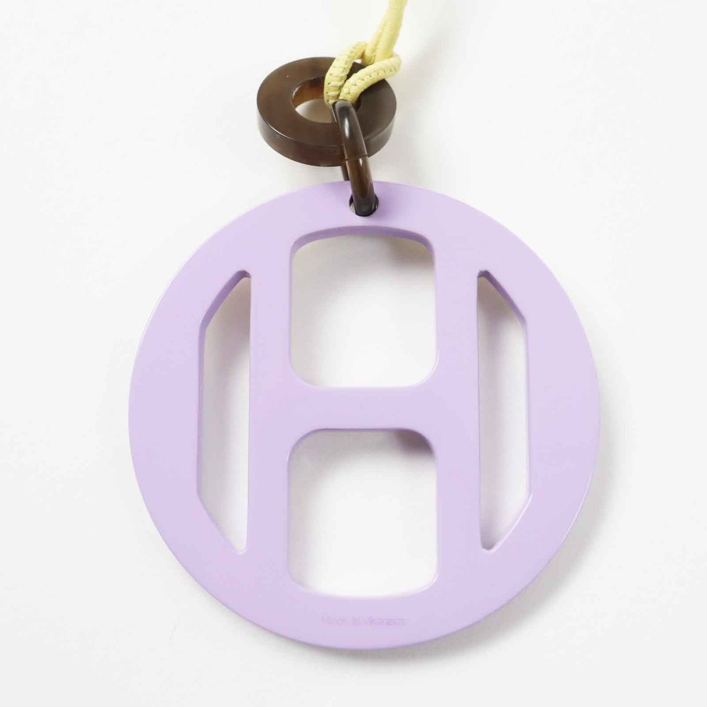 HERMES Necklace Main: Buffalo horn Lavender Yellow H Equip Women Used