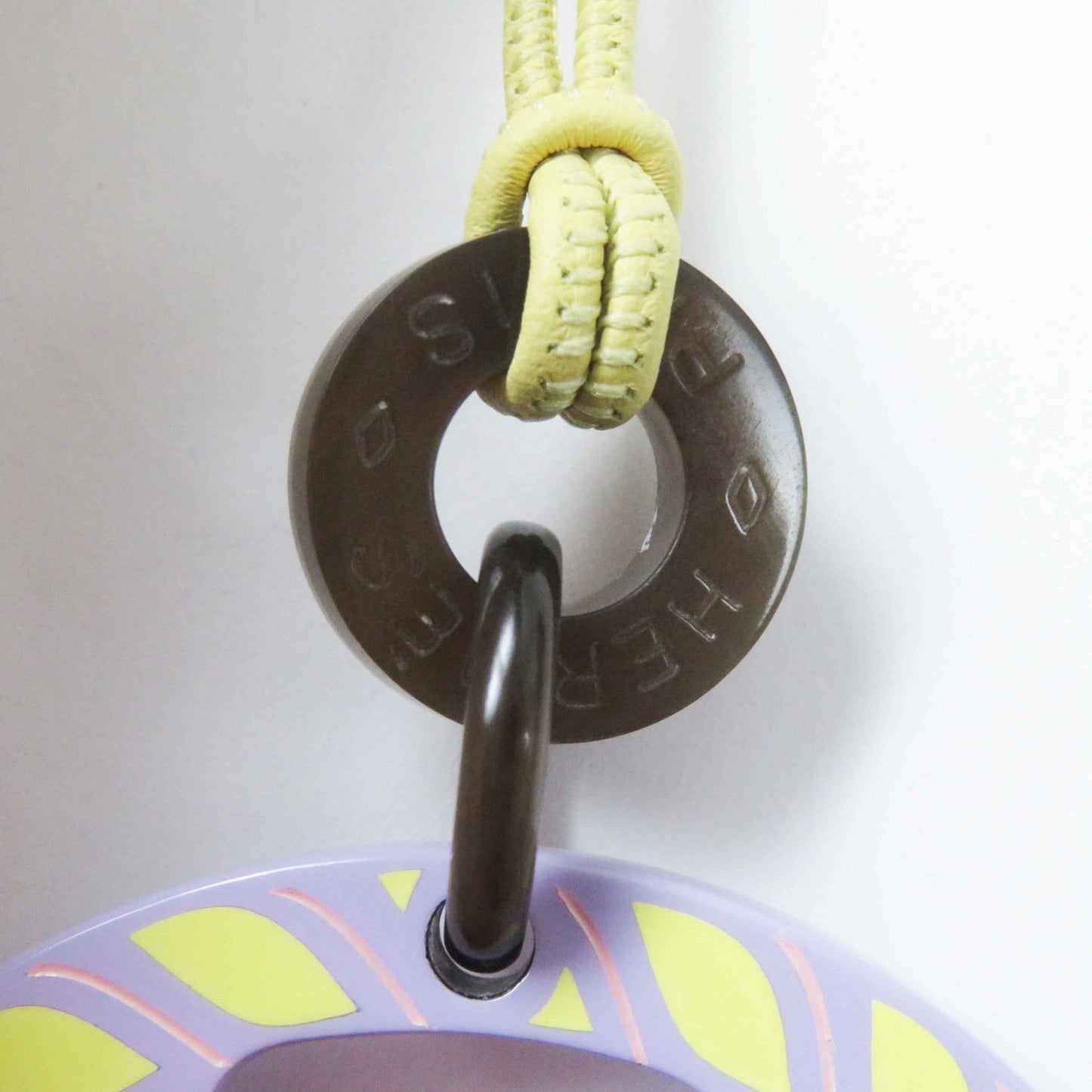 HERMES Necklace Main: Buffalo horn Lavender Yellow H Equip Women Used