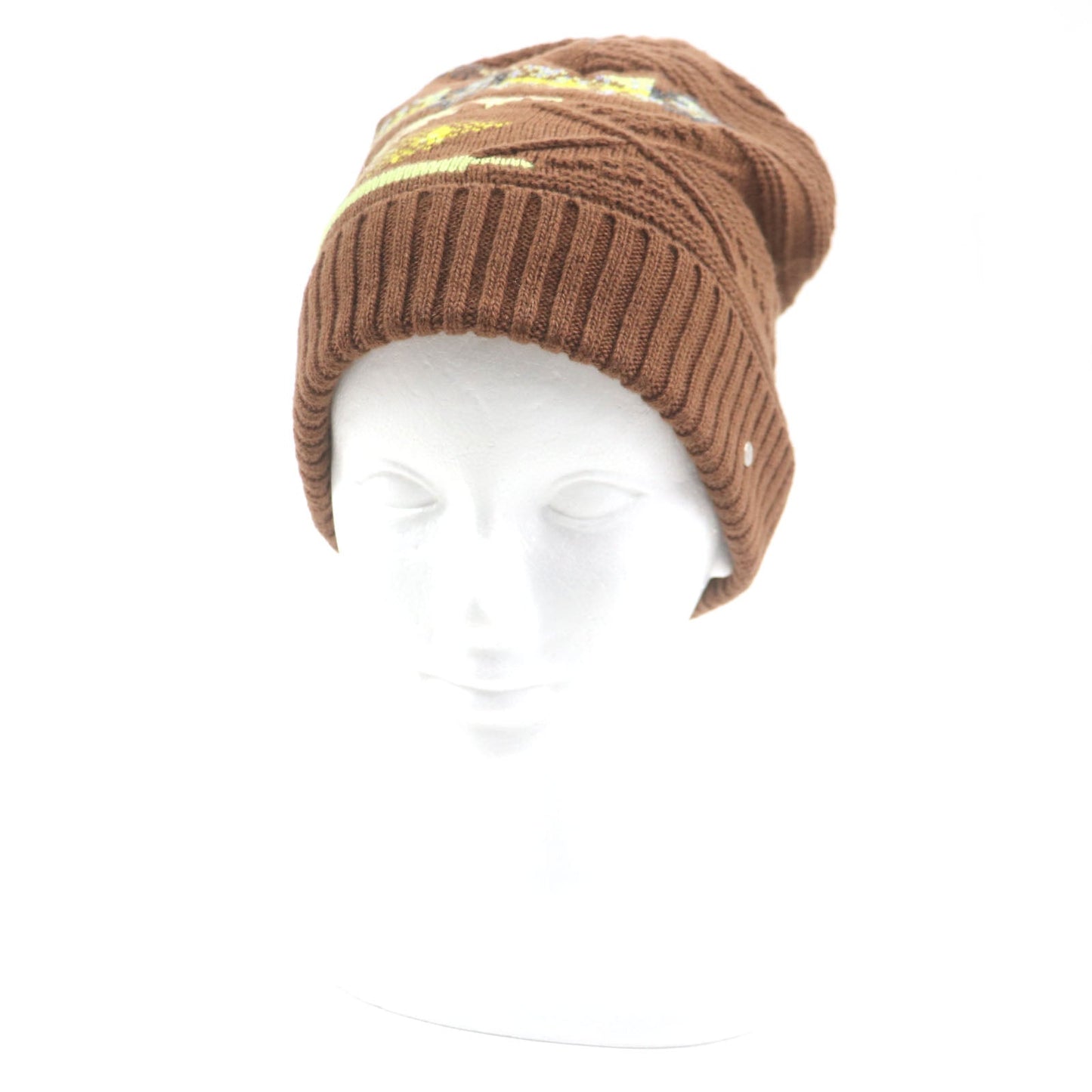 HERMES Knit cap 232105N Main: Wool 56%, Main: Cashmere 44% CARAMEL mens L Used