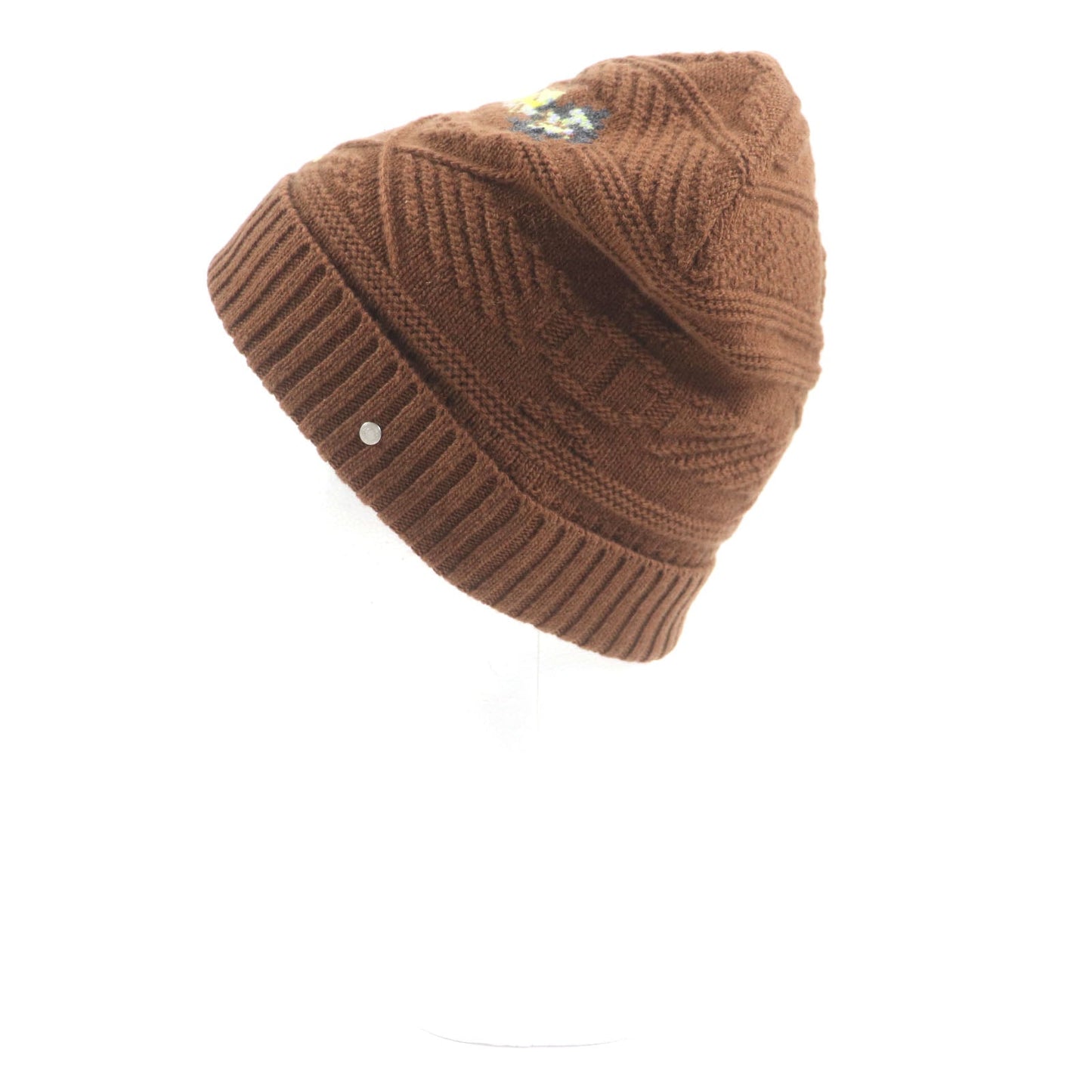 HERMES Knit cap 232105N Main: Wool 56%, Main: Cashmere 44% CARAMEL mens L Used