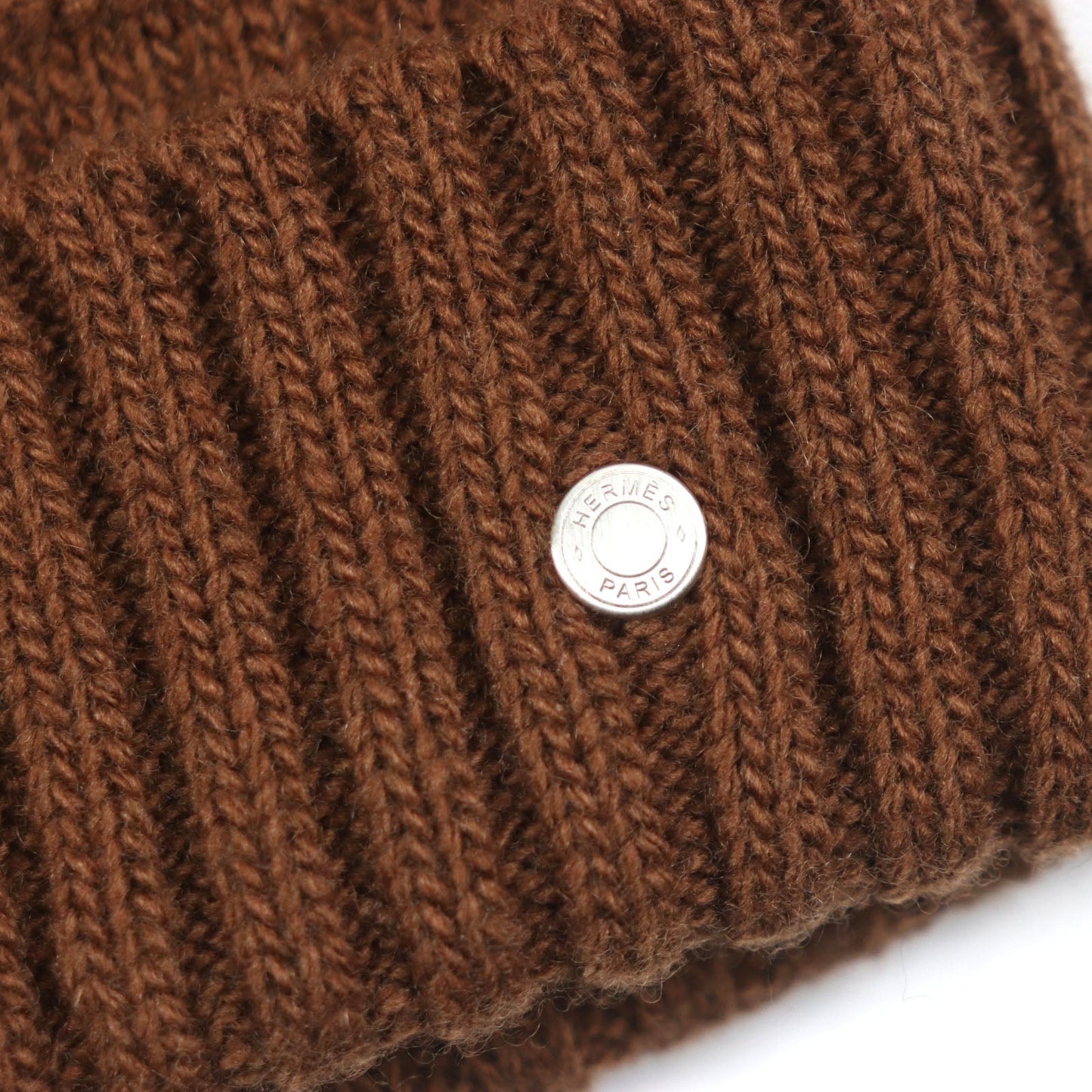 HERMES Knit cap 232105N Main: Wool 56%, Main: Cashmere 44% CARAMEL mens L Used