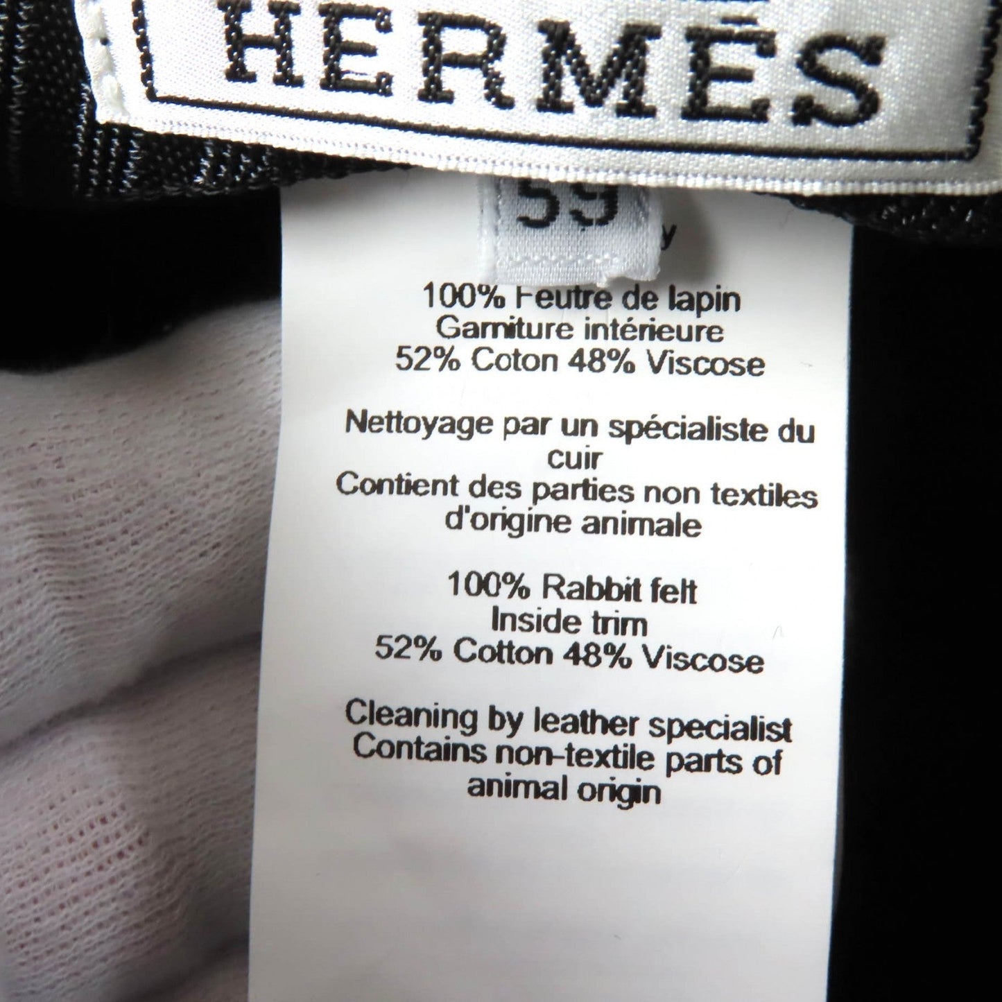 HERMES hat Main: 100% Lapin, Lining: 52% Cotton, Lining: 48% Rayon black DALTON Women Used