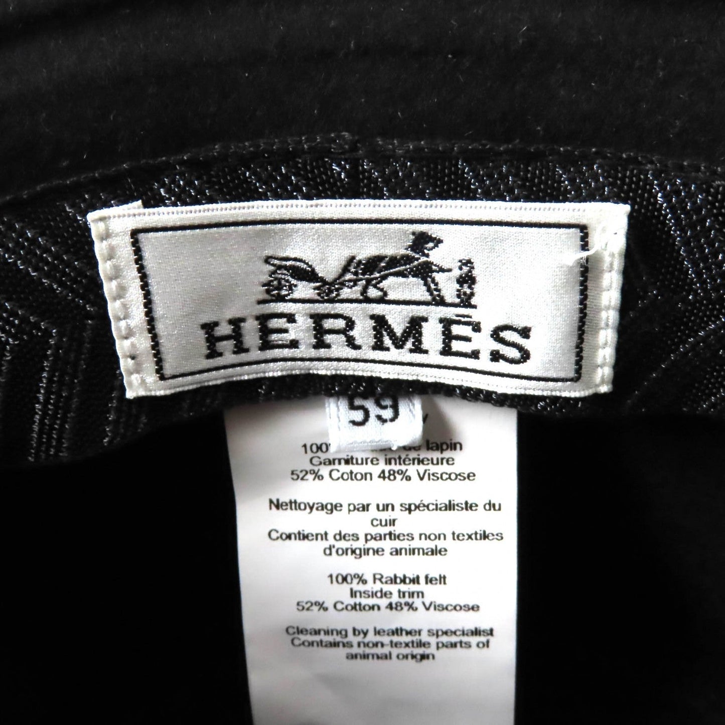 HERMES hat Main: 100% Lapin, Lining: 52% Cotton, Lining: 48% Rayon black DALTON Women Used