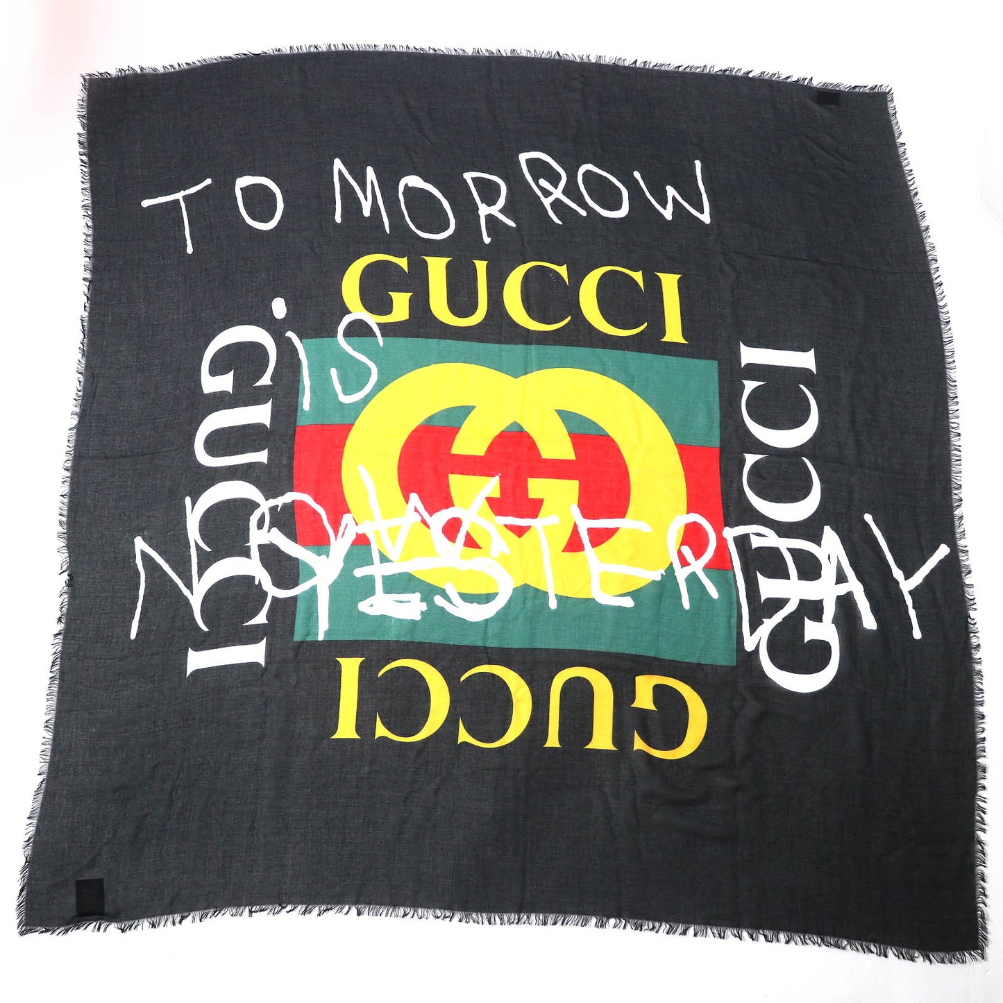 GUCCI scarf Main: 85% rayon, Main: 15% silk Black multicolor Women Used