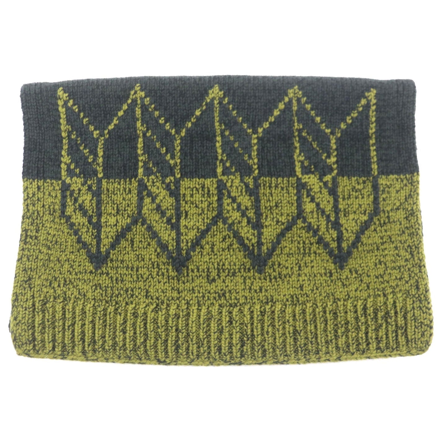 HERMES Scarf Main: 70% wool, Main: 30% cashmere Green Dark Gray mens Used