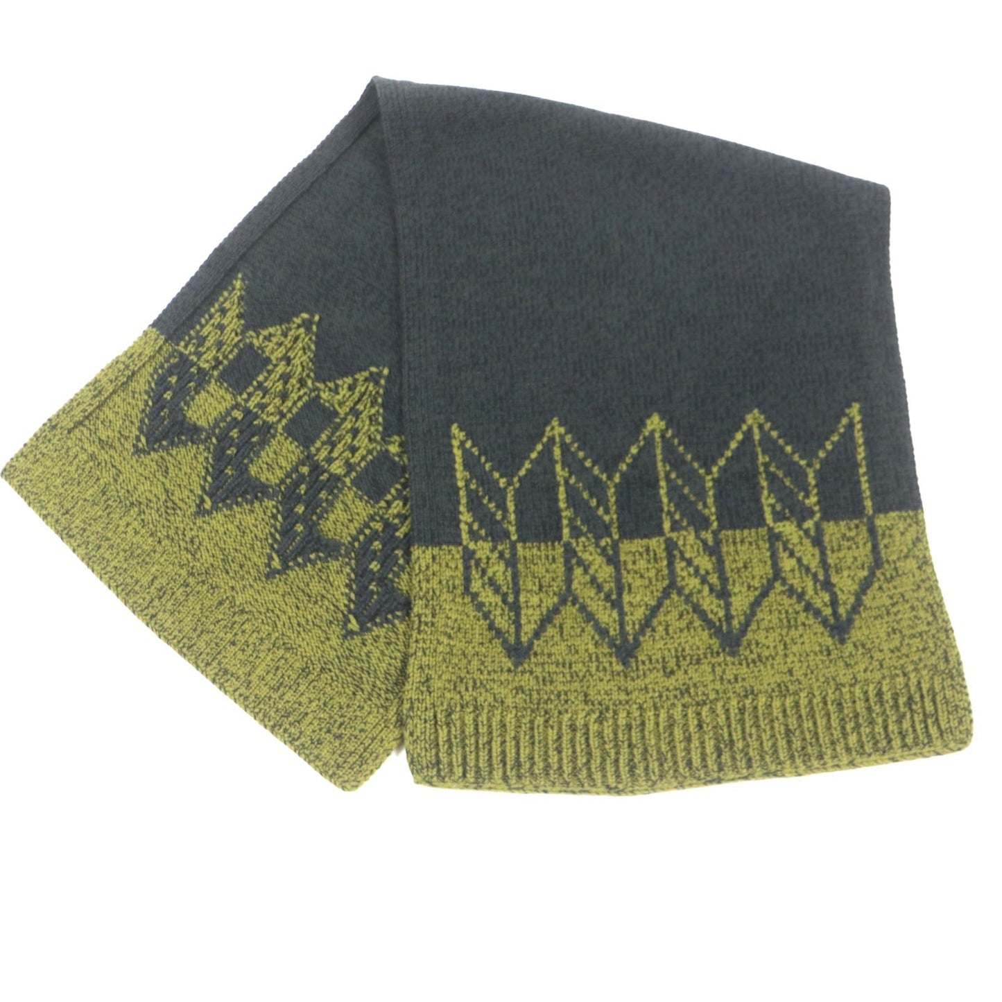 HERMES Scarf Main: 70% wool, Main: 30% cashmere Green Dark Gray mens Used