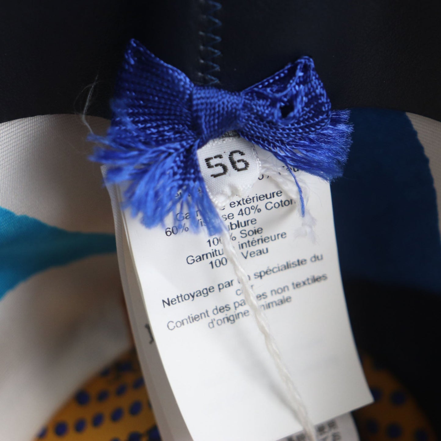 HERMES hat Outer: 100% wool, Part: 60% rayon, Part: 40% cotton, Lining: 100% silk, Leather part: cowhide Navy mens 56 Used