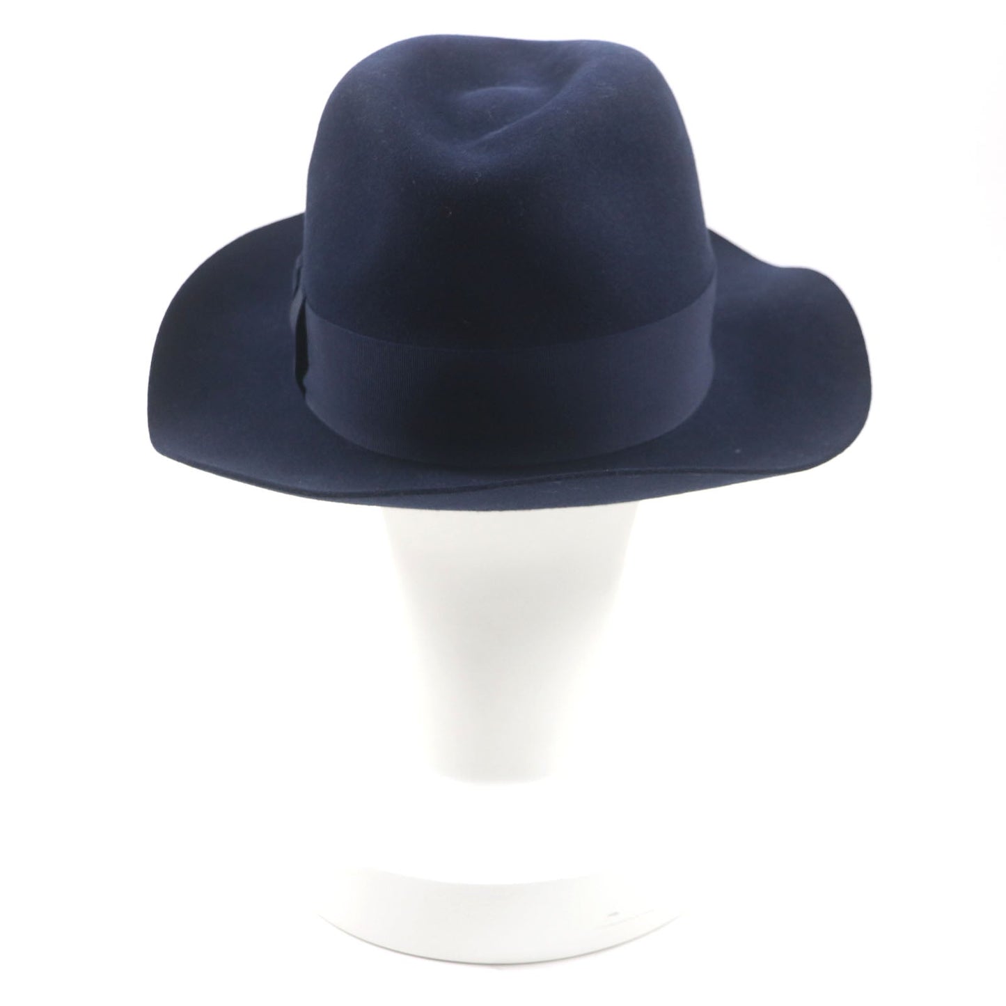 HERMES hat Outer: 100% wool, Part: 60% rayon, Part: 40% cotton, Lining: 100% silk, Leather part: cowhide Navy mens 56 Used