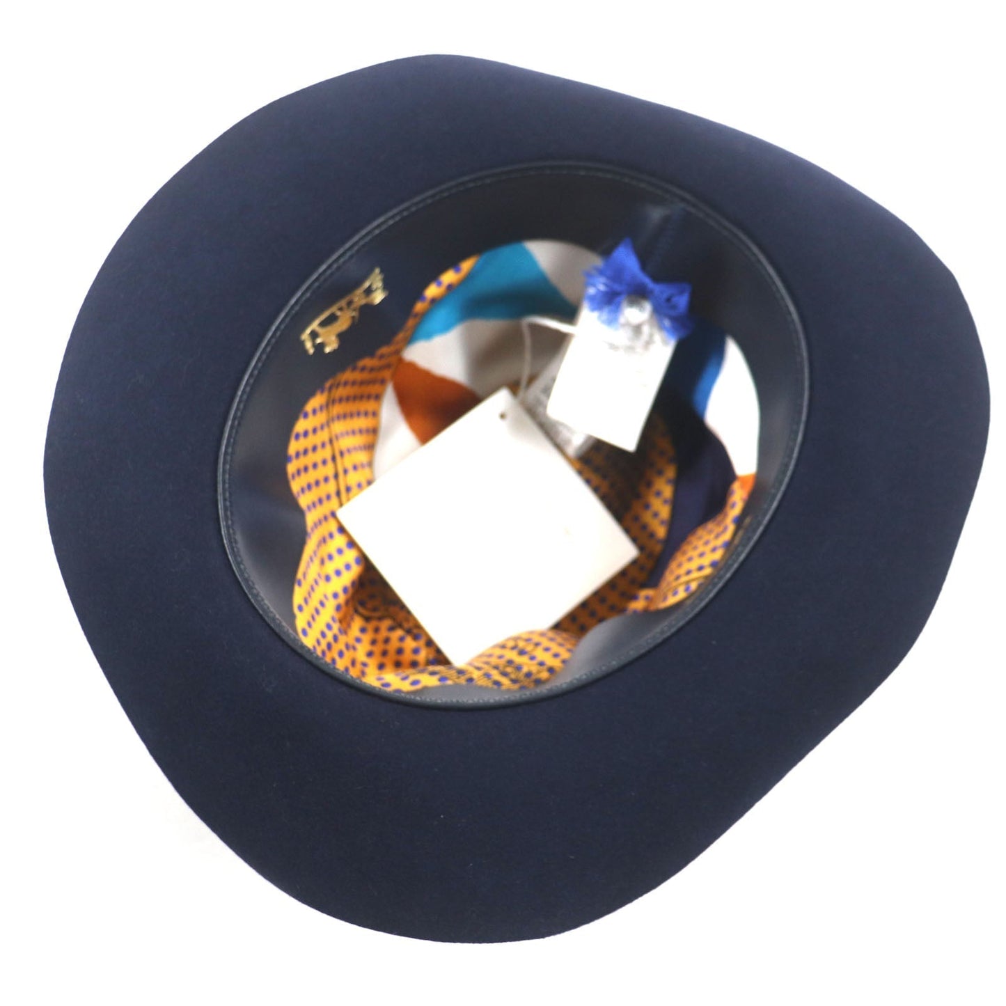 HERMES hat Outer: 100% wool, Part: 60% rayon, Part: 40% cotton, Lining: 100% silk, Leather part: cowhide Navy mens 56 Used