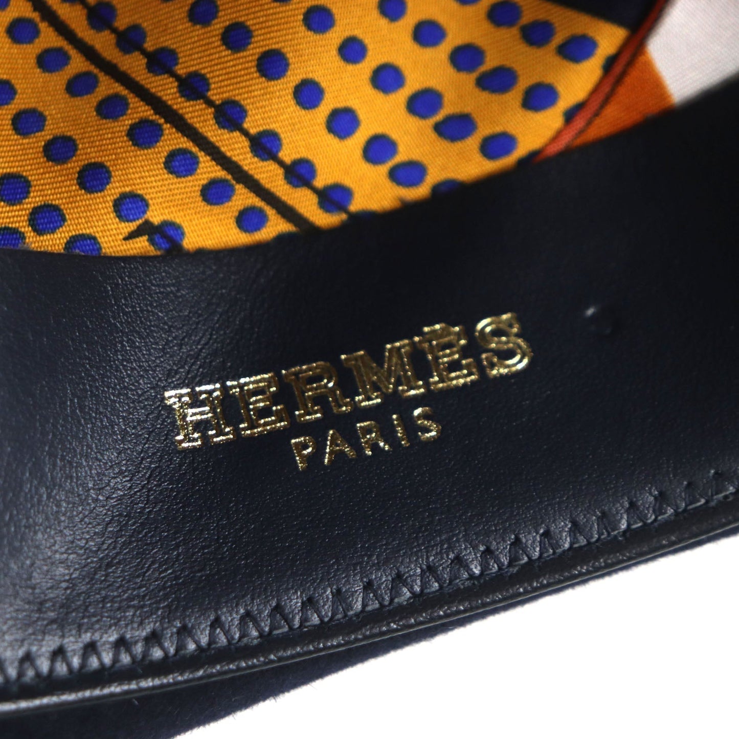 HERMES hat Outer: 100% wool, Part: 60% rayon, Part: 40% cotton, Lining: 100% silk, Leather part: cowhide Navy mens 56 Used