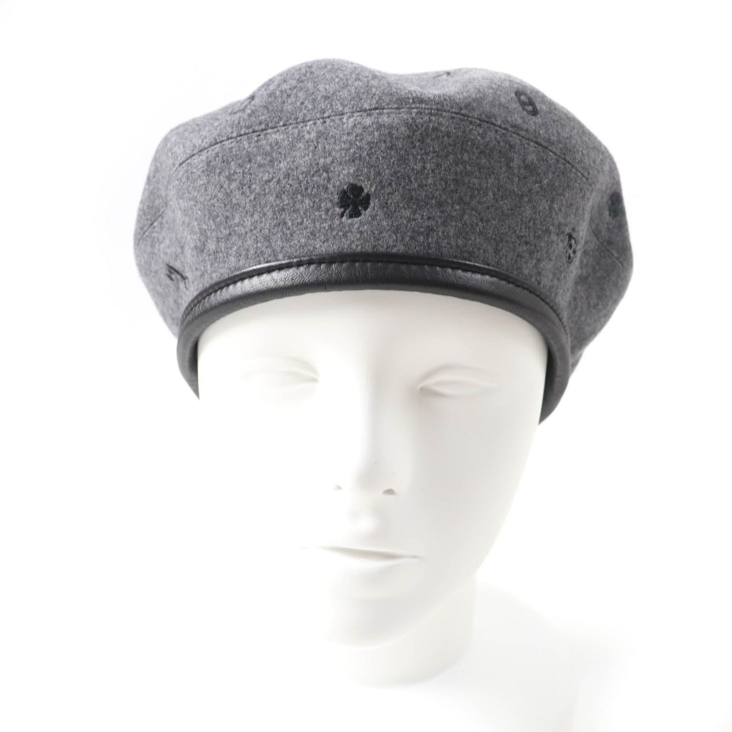 HERMES beret H212010N Outer: 100% cashmere, Part: Sheepskin, Part: 100% polyester, Lining: 65% rayon, Lining: 35% silk gray Women 57 Used