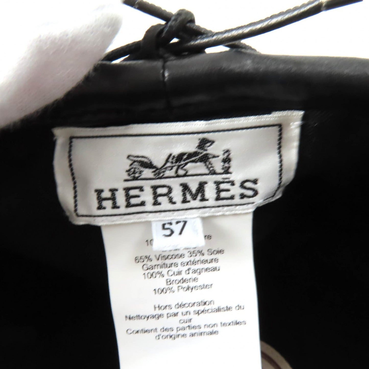 HERMES beret H212010N Outer: 100% cashmere, Part: Sheepskin, Part: 100% polyester, Lining: 65% rayon, Lining: 35% silk gray Women 57 Used