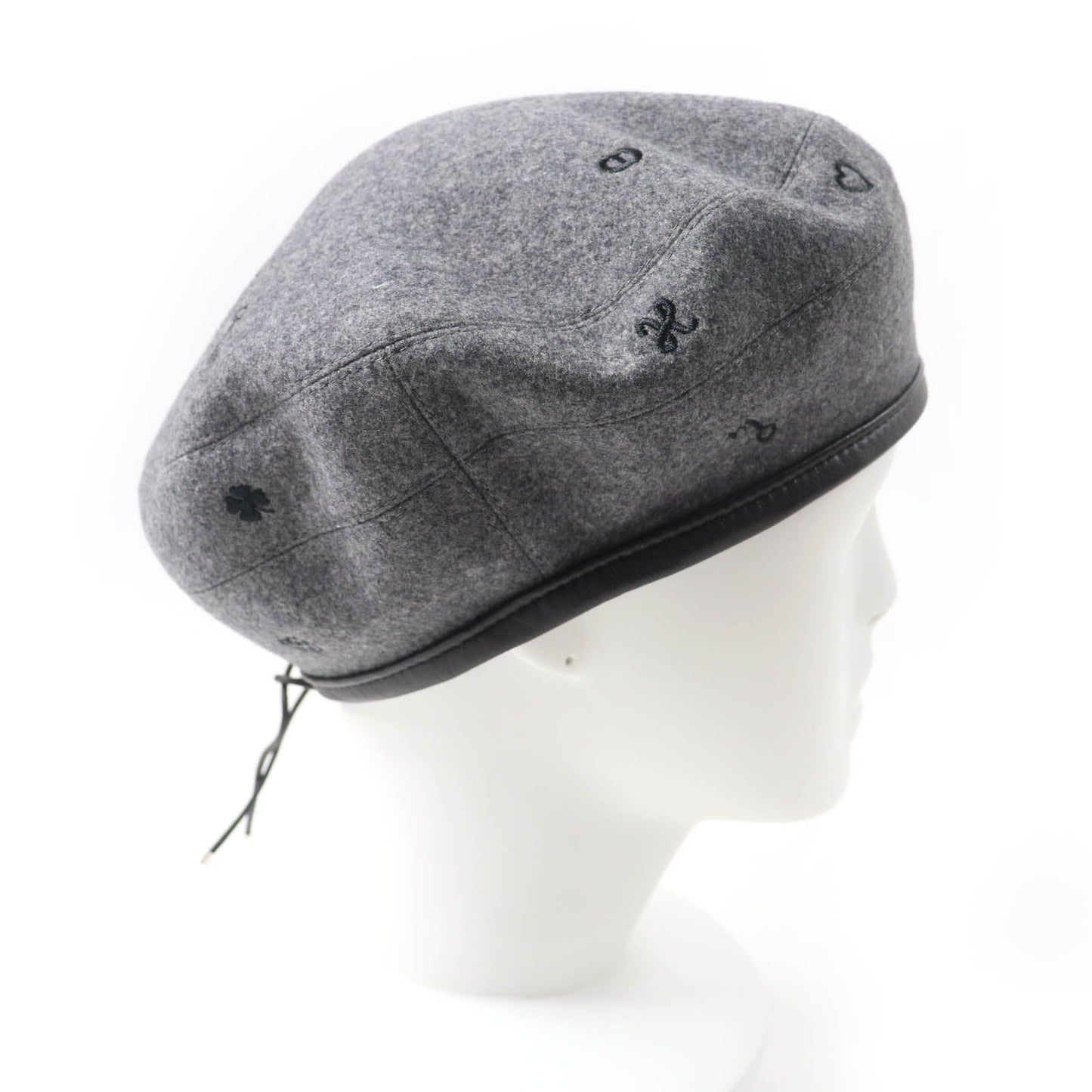 HERMES beret H212010N Outer: 100% cashmere, Part: Sheepskin, Part: 100% polyester, Lining: 65% rayon, Lining: 35% silk gray Women 57 Used