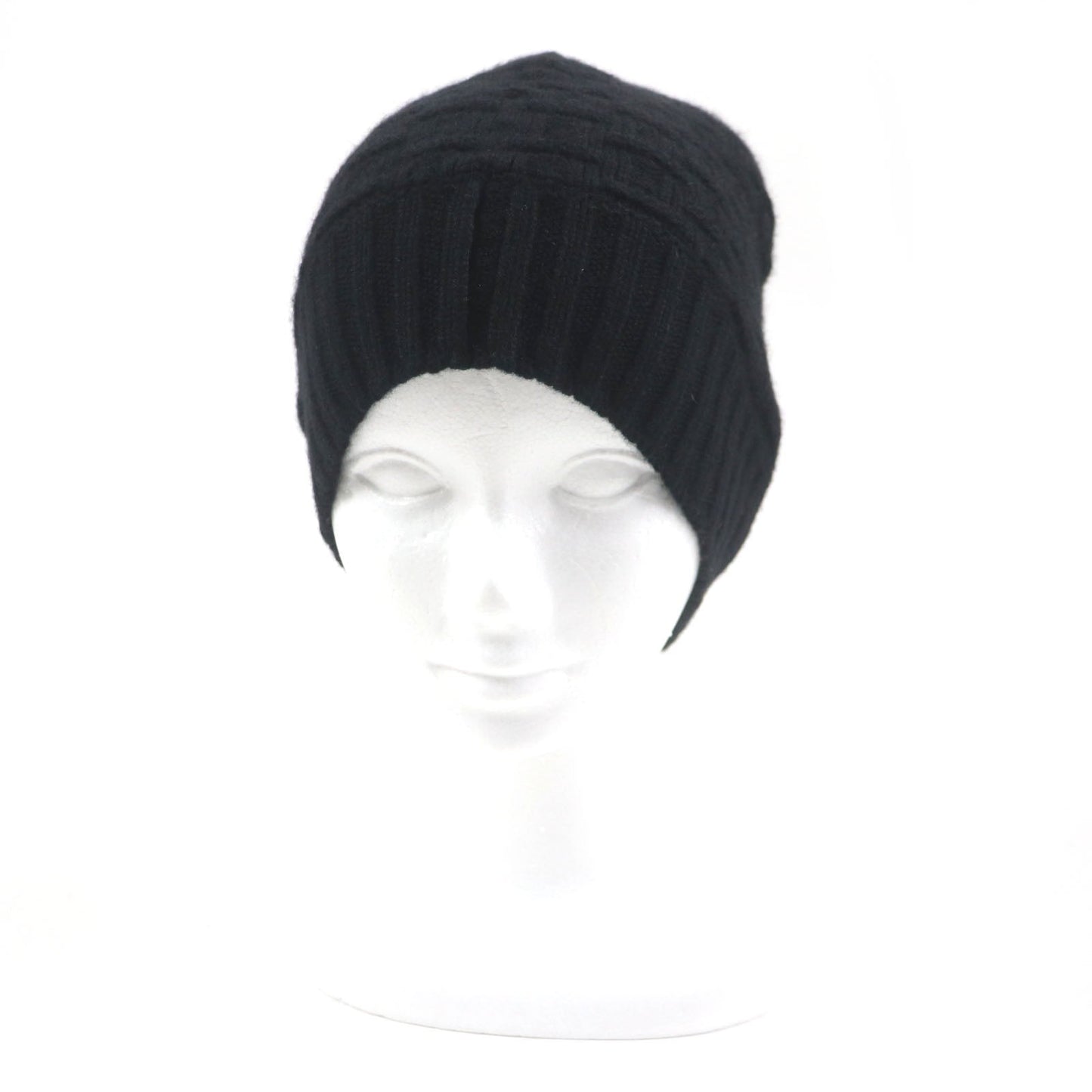HERMES Knit cap Main: 100% cashmere black mens M Used
