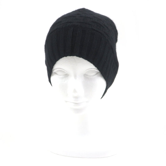 HERMES Knit cap Main: 100% cashmere black mens M Used