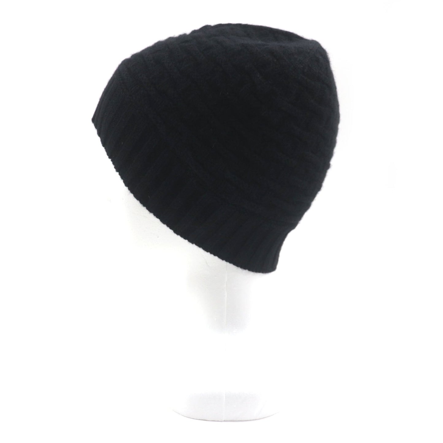 HERMES Knit cap Main: 100% cashmere black mens M Used