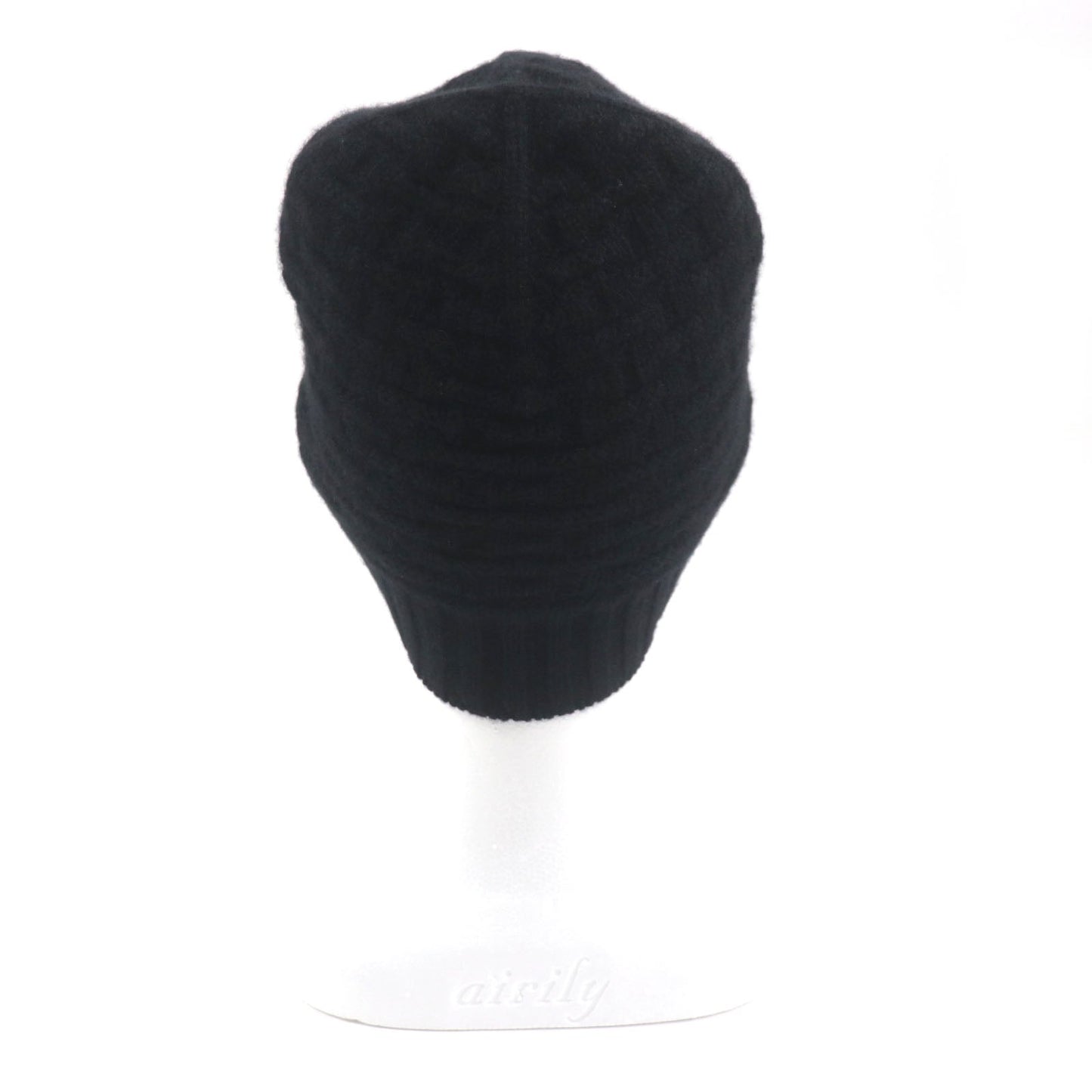 HERMES Knit cap Main: 100% cashmere black mens M Used