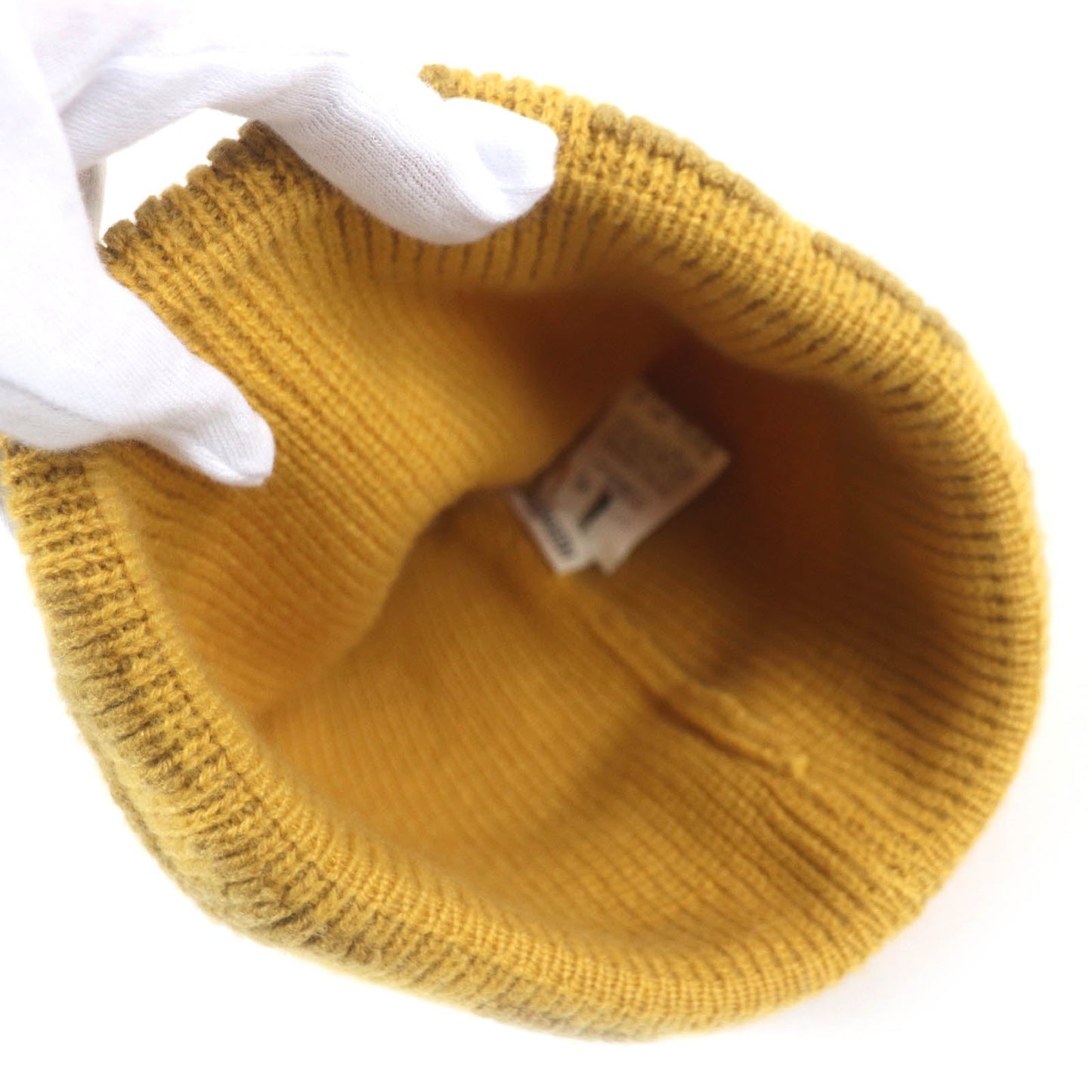 HERMES Knit cap Main: 100% cashmere yellow Women Used