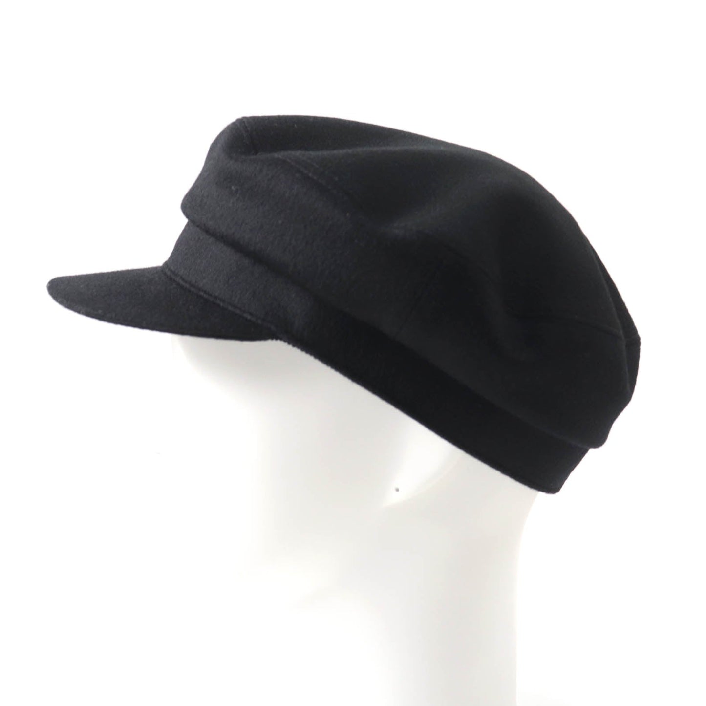HERMES Casquette H222022N Outer: 100% cashmere, Lining: 65% rayon, Lining: 35% silk, Part: 56% cotton, Part: 44% rayon black Deauville Deauville Women 57 Used