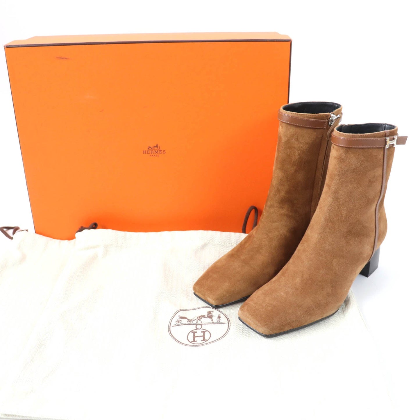 HERMES short boots Main: Suede leather Brown Oh Mage Women 36 Used