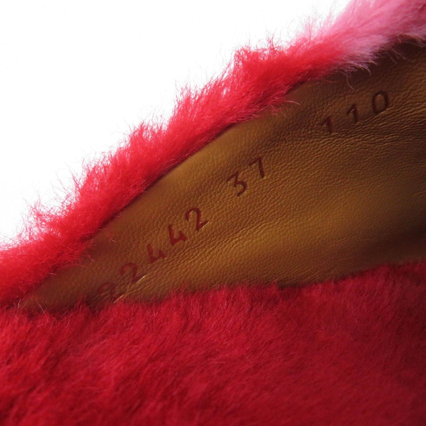 GUCCI Mule 722442 Fur, Leather Red Women 37 Used