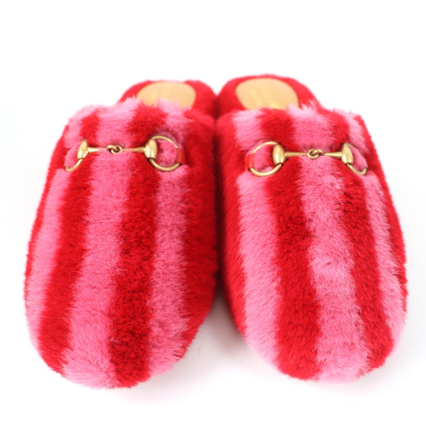 GUCCI Mule 722442 Fur, Leather Red Women 37 Used