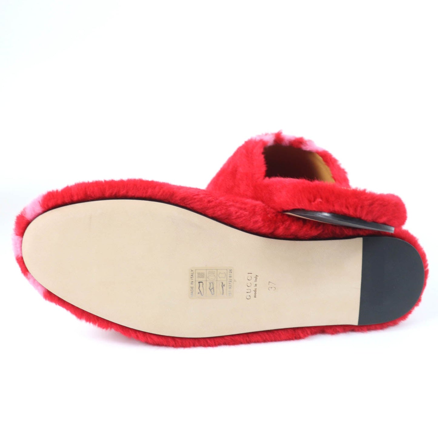 GUCCI Mule 722442 Fur, Leather Red Women 37 Used
