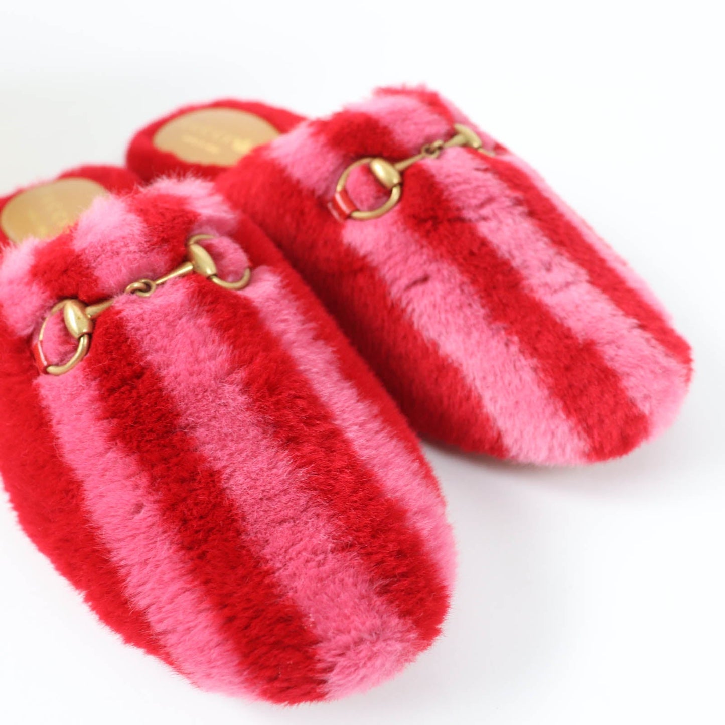 GUCCI Mule 722442 Fur, Leather Red Women 37 Used