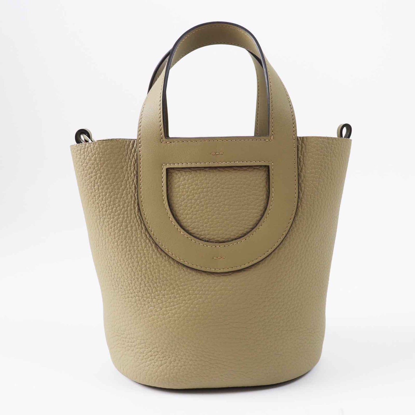 HERMES Handbag Main: Taurillon Clemence, Part: Swift beige marfa in the loop 18 Women Used