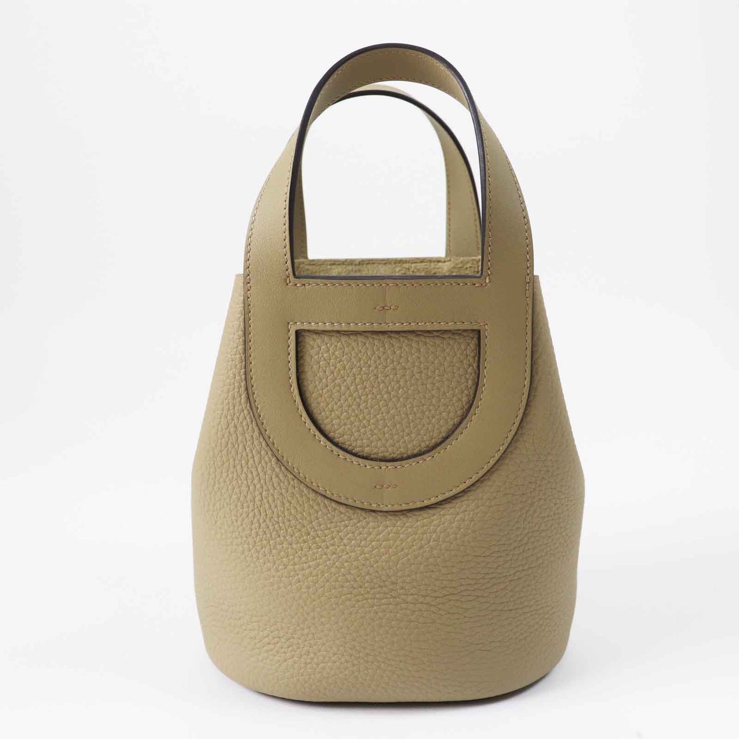 HERMES Handbag Main: Taurillon Clemence, Part: Swift beige marfa in the loop 18 Women Used