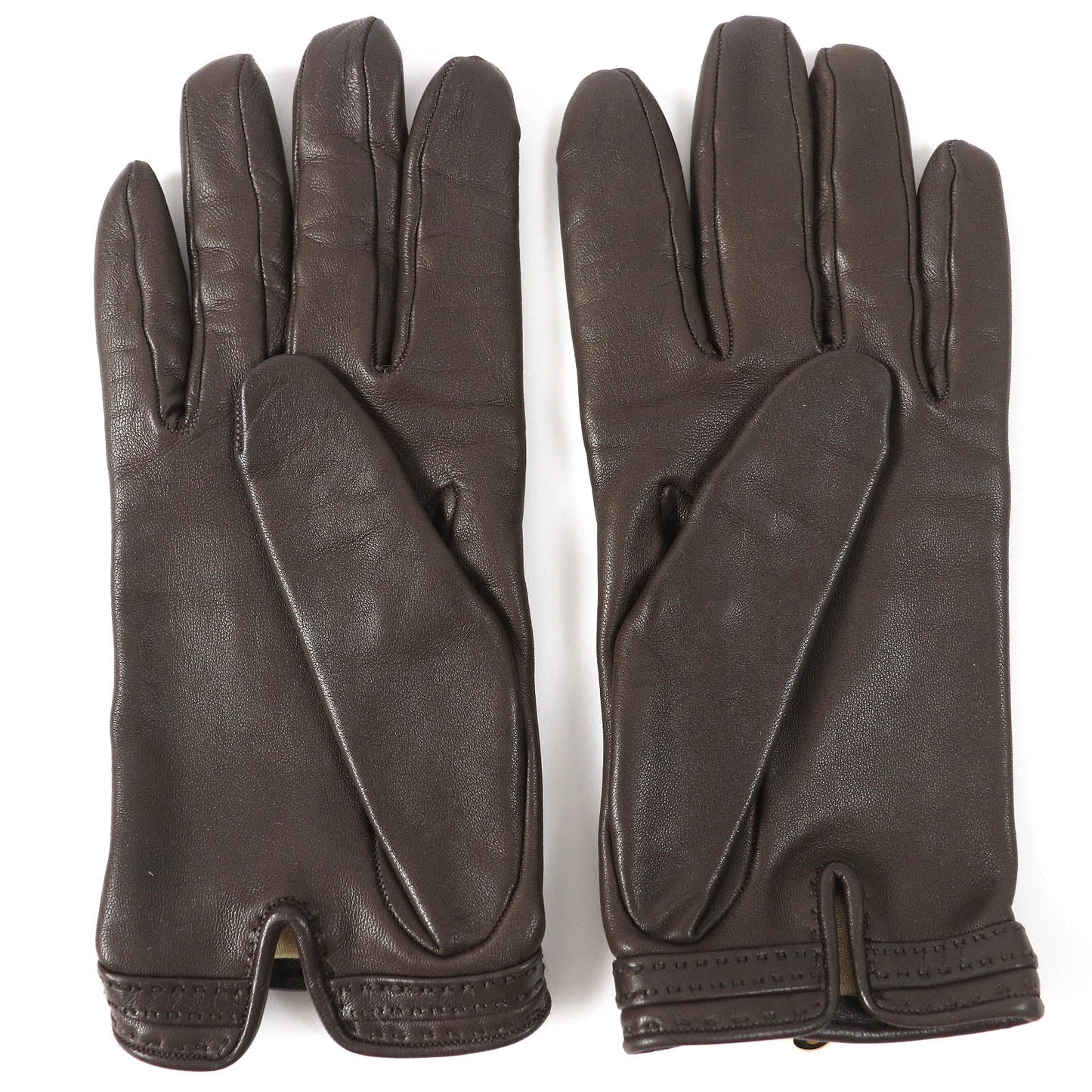 HERMES gloves Main: Leather Dark brown Women 7 1/2 Used