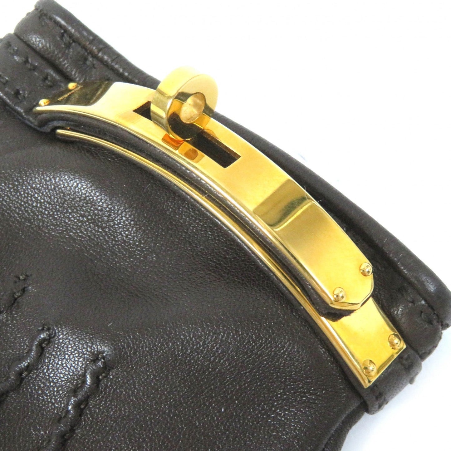 HERMES gloves Main: Leather Dark brown Women 7 1/2 Used