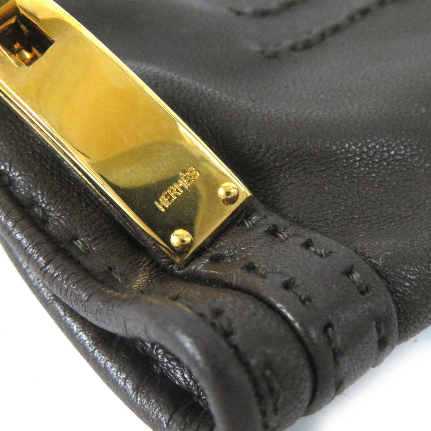HERMES gloves Main: Leather Dark brown Women 7 1/2 Used
