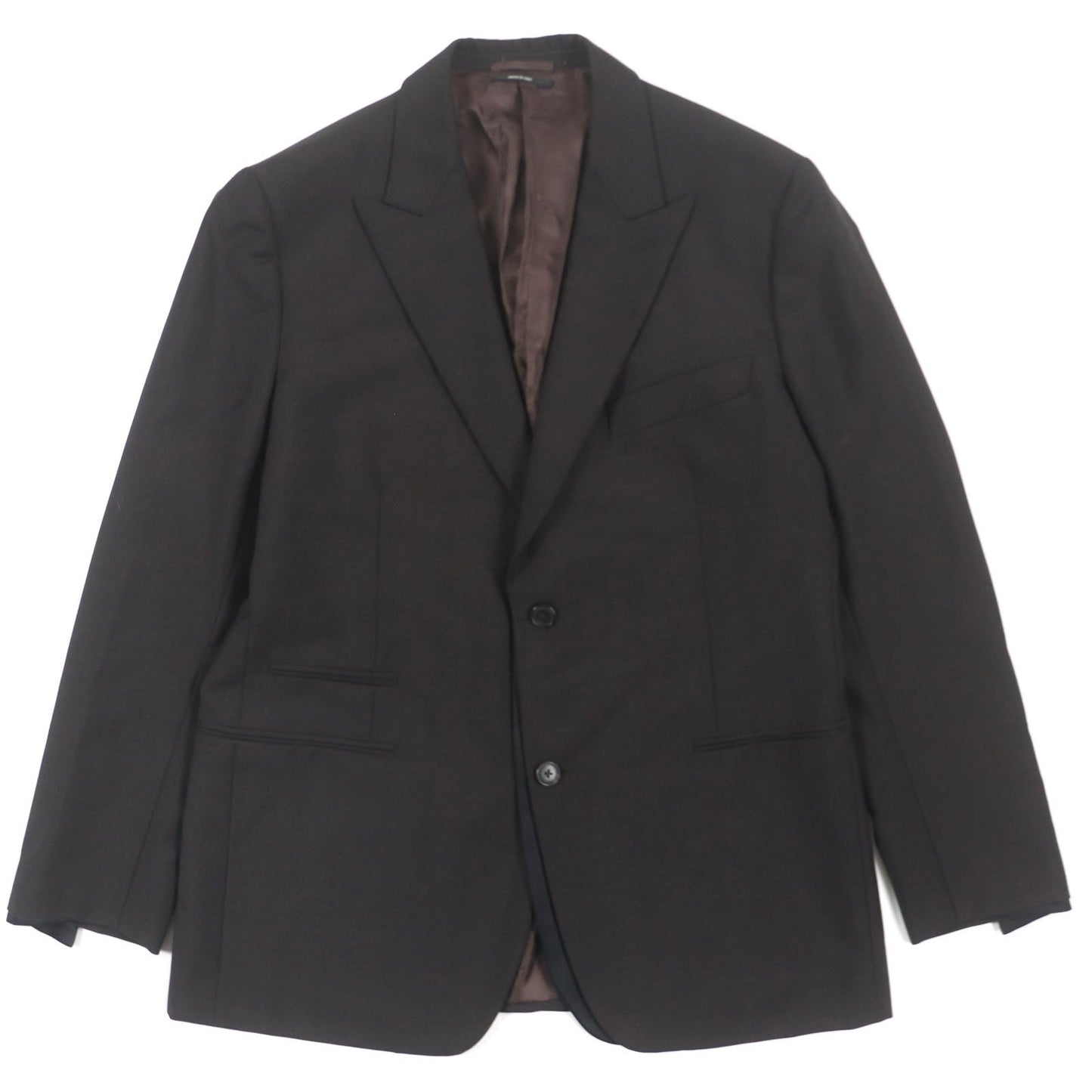 HERMES tailored jacket Outer: 73% wool, Outer: 27% mohair, Part: 100% silk, Lining: 100% cupra, Lining: 100% silk Dark brown mens 52 Used