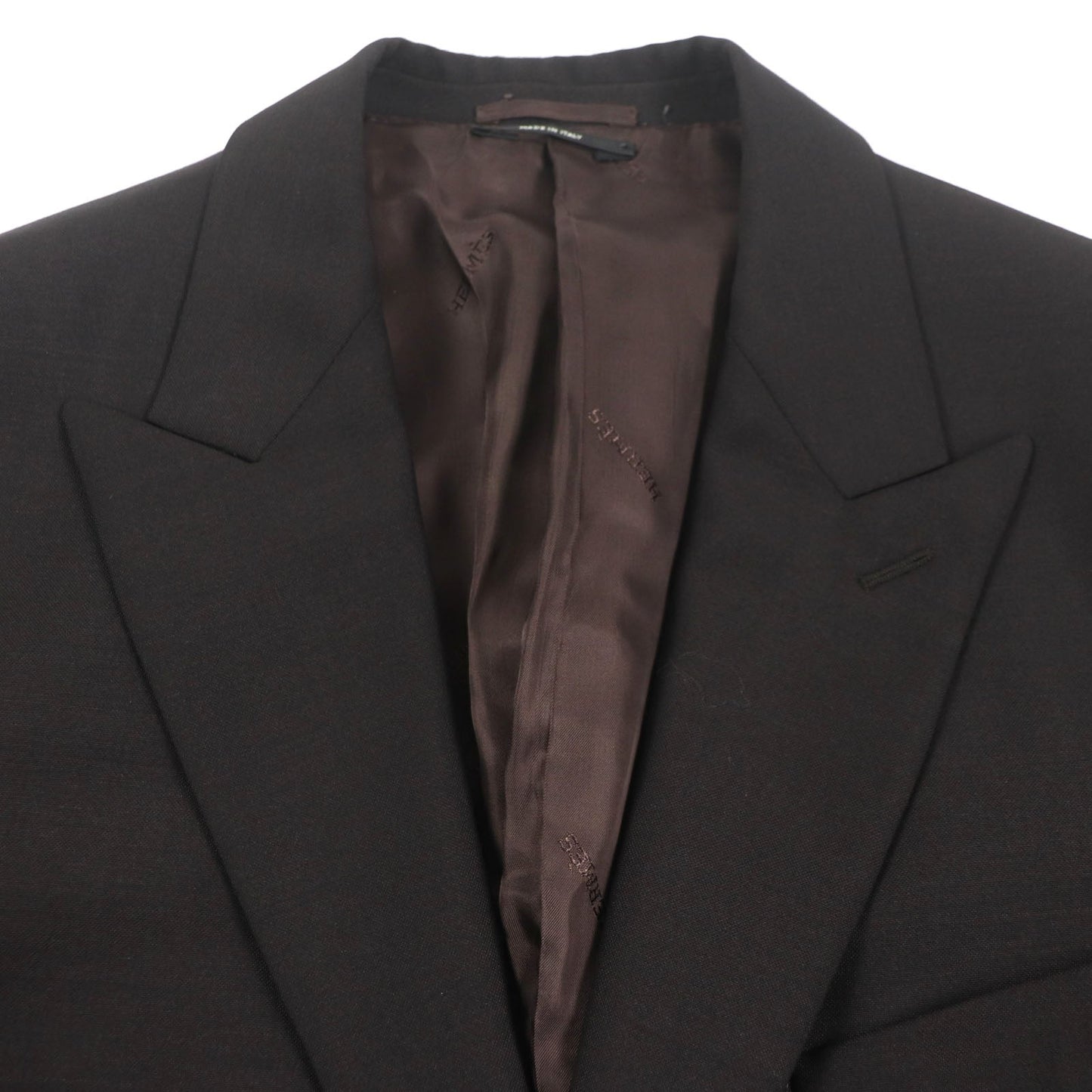 HERMES tailored jacket Outer: 73% wool, Outer: 27% mohair, Part: 100% silk, Lining: 100% cupra, Lining: 100% silk Dark brown mens 52 Used
