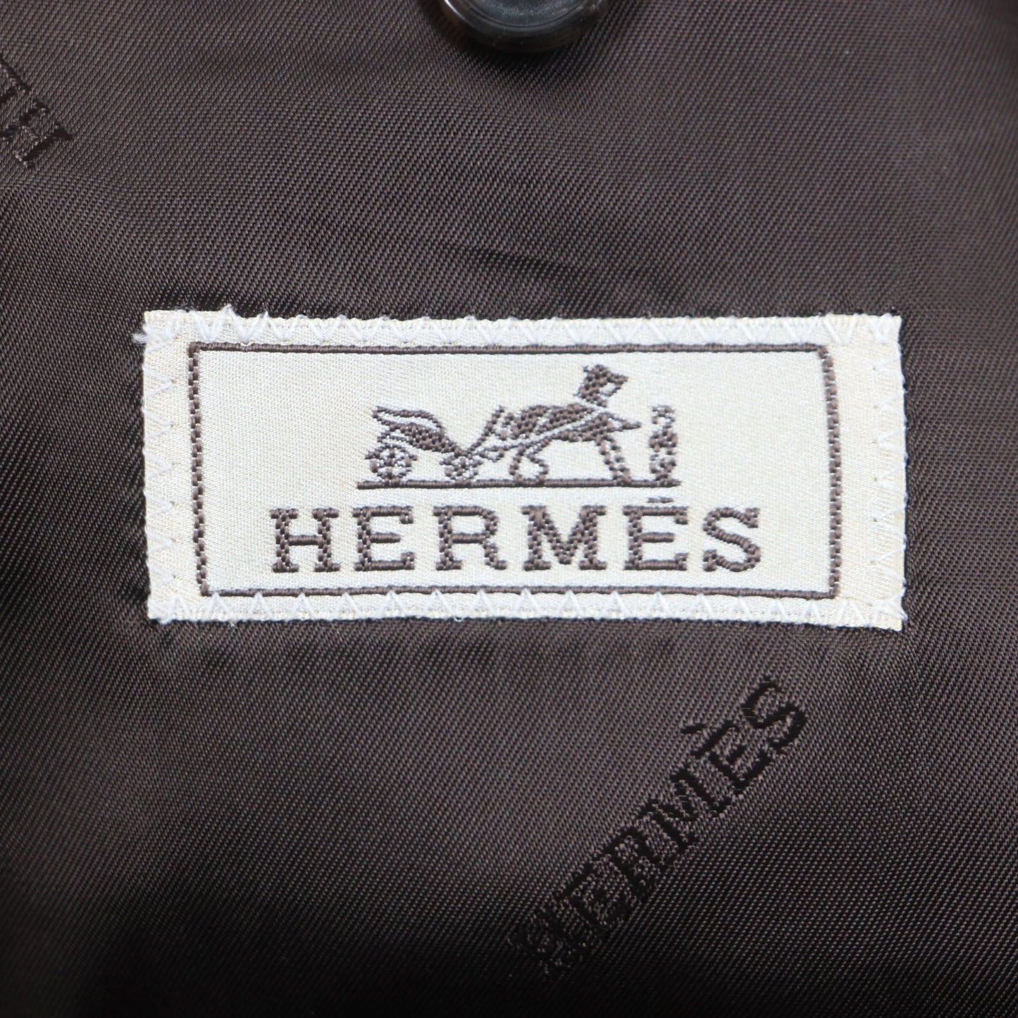 HERMES tailored jacket Outer: 73% wool, Outer: 27% mohair, Part: 100% silk, Lining: 100% cupra, Lining: 100% silk Dark brown mens 52 Used
