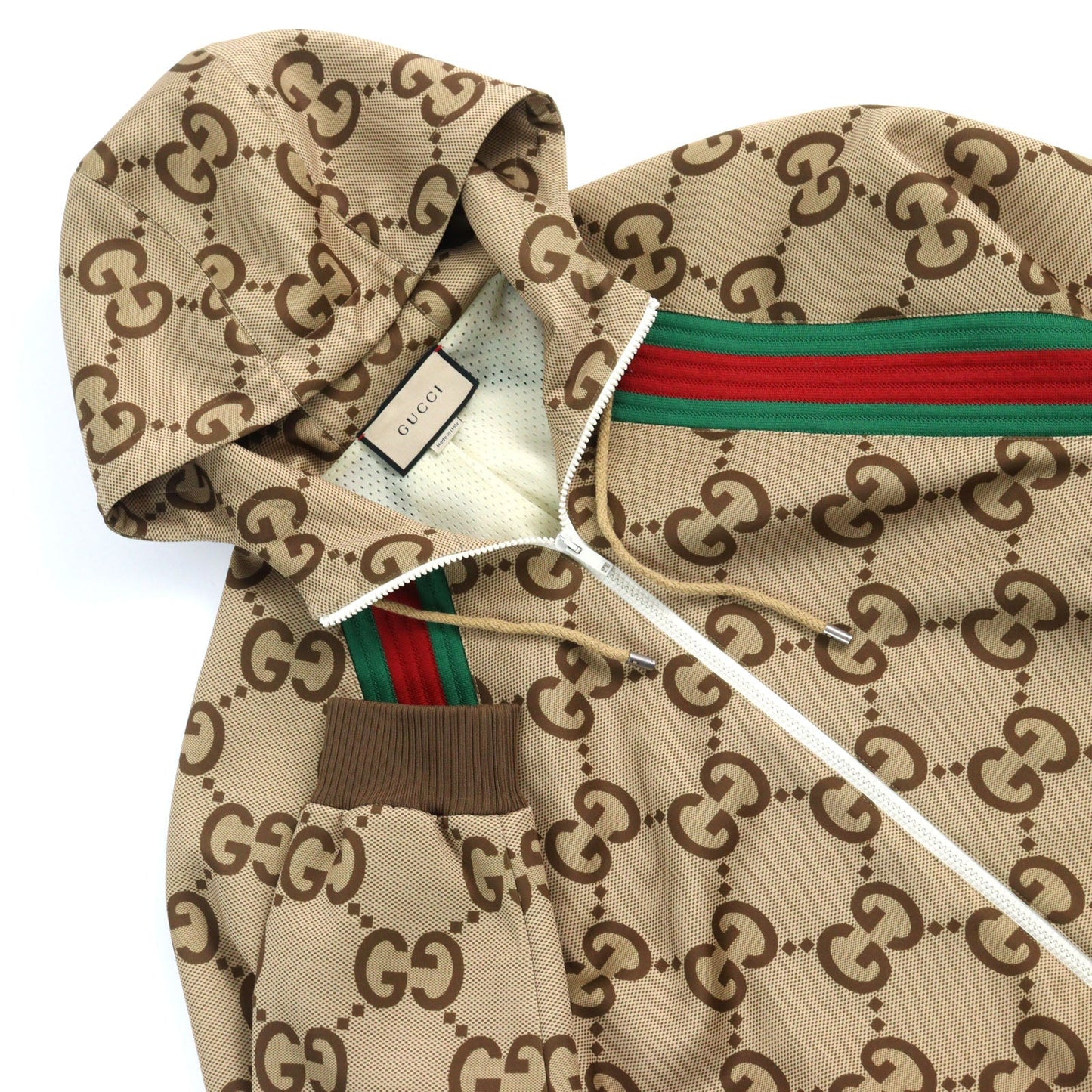 GUCCI Track jacket 713974 Main: 85% polyester, Main: 15% polyurethane, Part: 100% polyester, Part: 91% polyester, Part: 6% nylon Brown type mens L Used