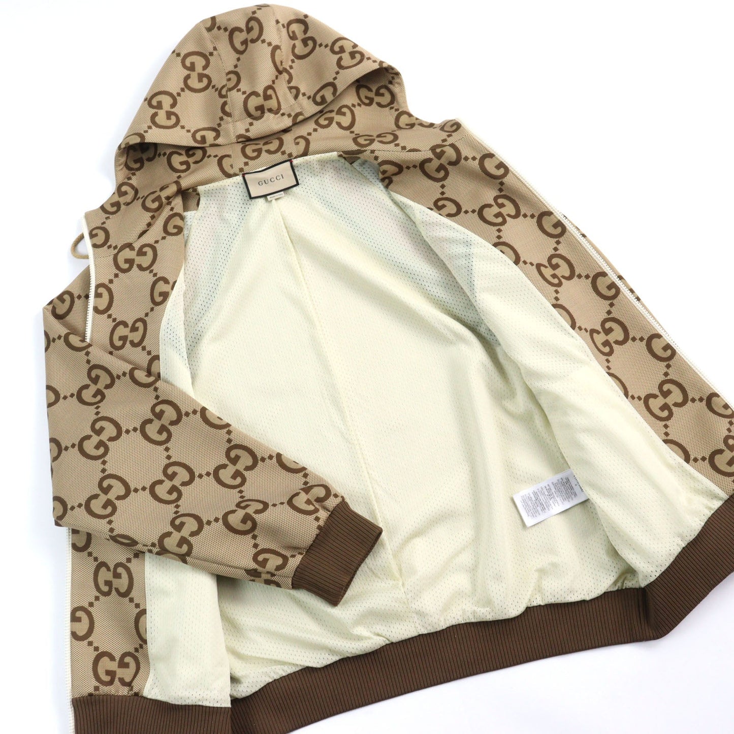 GUCCI Track jacket 713974 Main: 85% polyester, Main: 15% polyurethane, Part: 100% polyester, Part: 91% polyester, Part: 6% nylon Brown type mens L Used