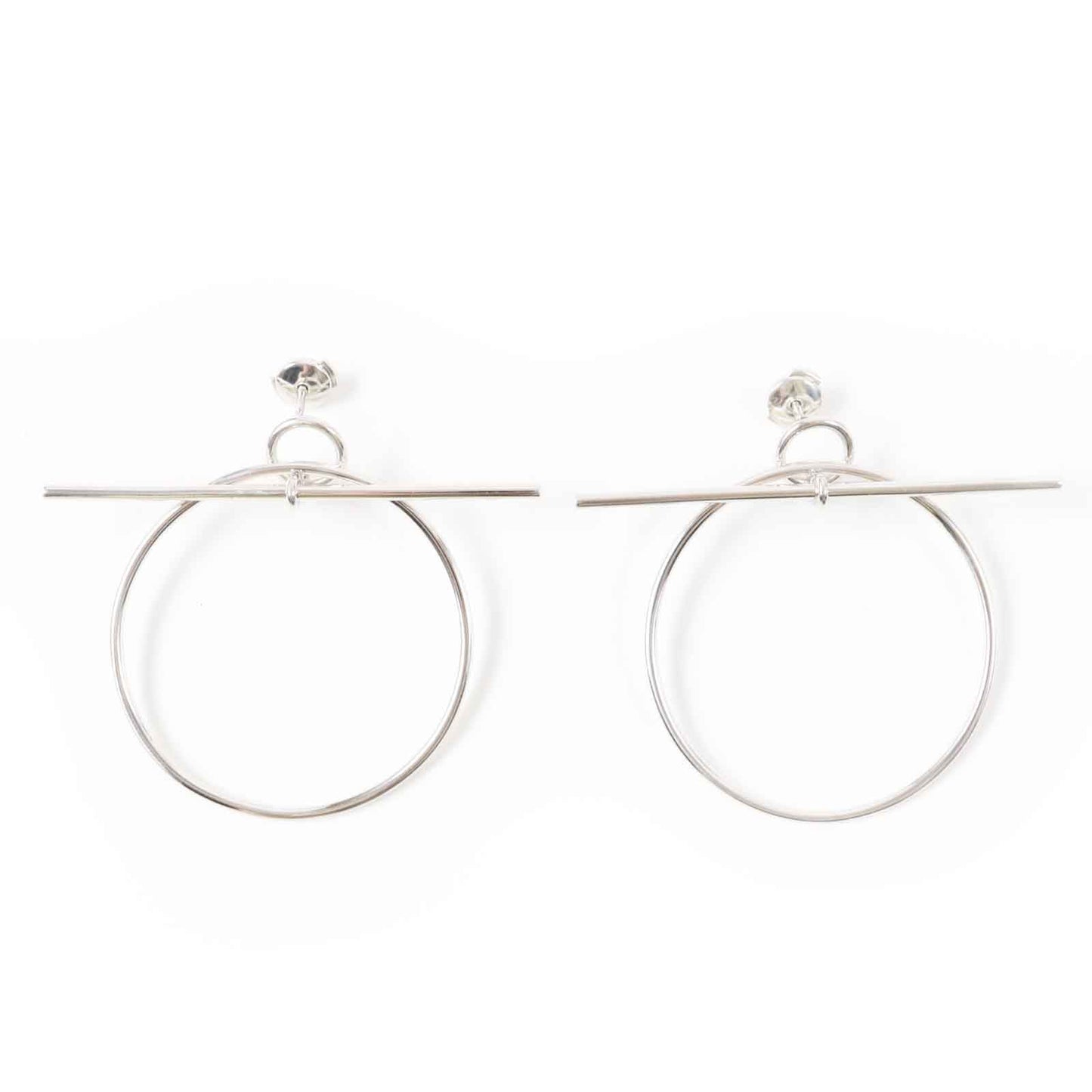 HERMES Pierce Main: AG925 Silver loop earrings MM Women Used