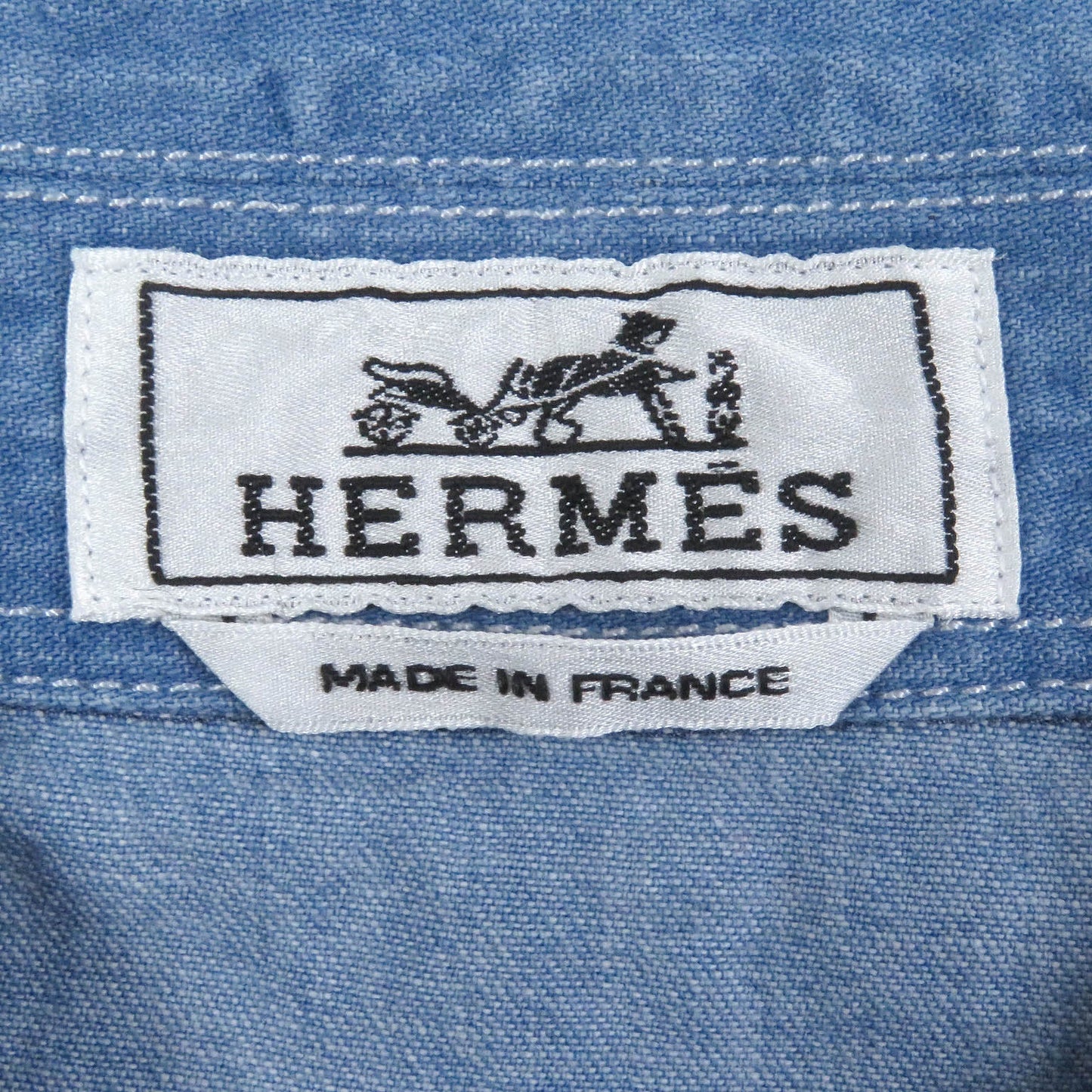 HERMES Short sleeve shirt Main: 100% cotton Indigo blue mens 37 Used