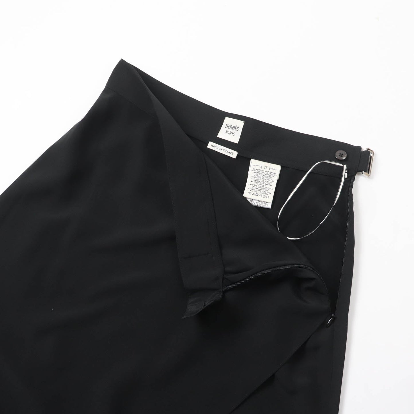 HERMES skirt Main: 100% silk black Women 36 Used