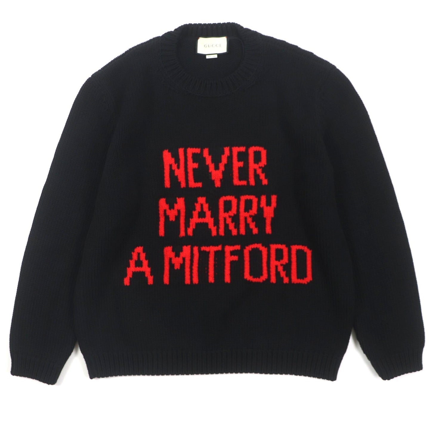 GUCCI sweater 514906 Main: 100% cotton, Part: 100% wool, Part: 100% wool black NEVER MARRY MITFORD mens XL Used
