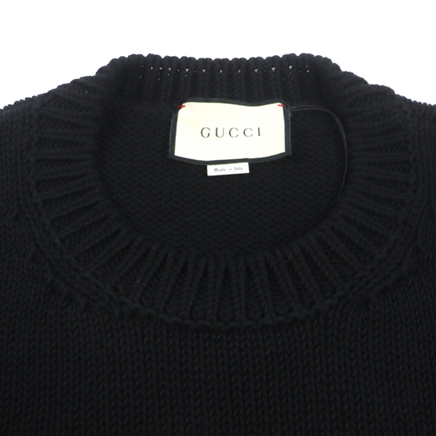 GUCCI sweater 514906 Main: 100% cotton, Part: 100% wool, Part: 100% wool black NEVER MARRY MITFORD mens XL Used
