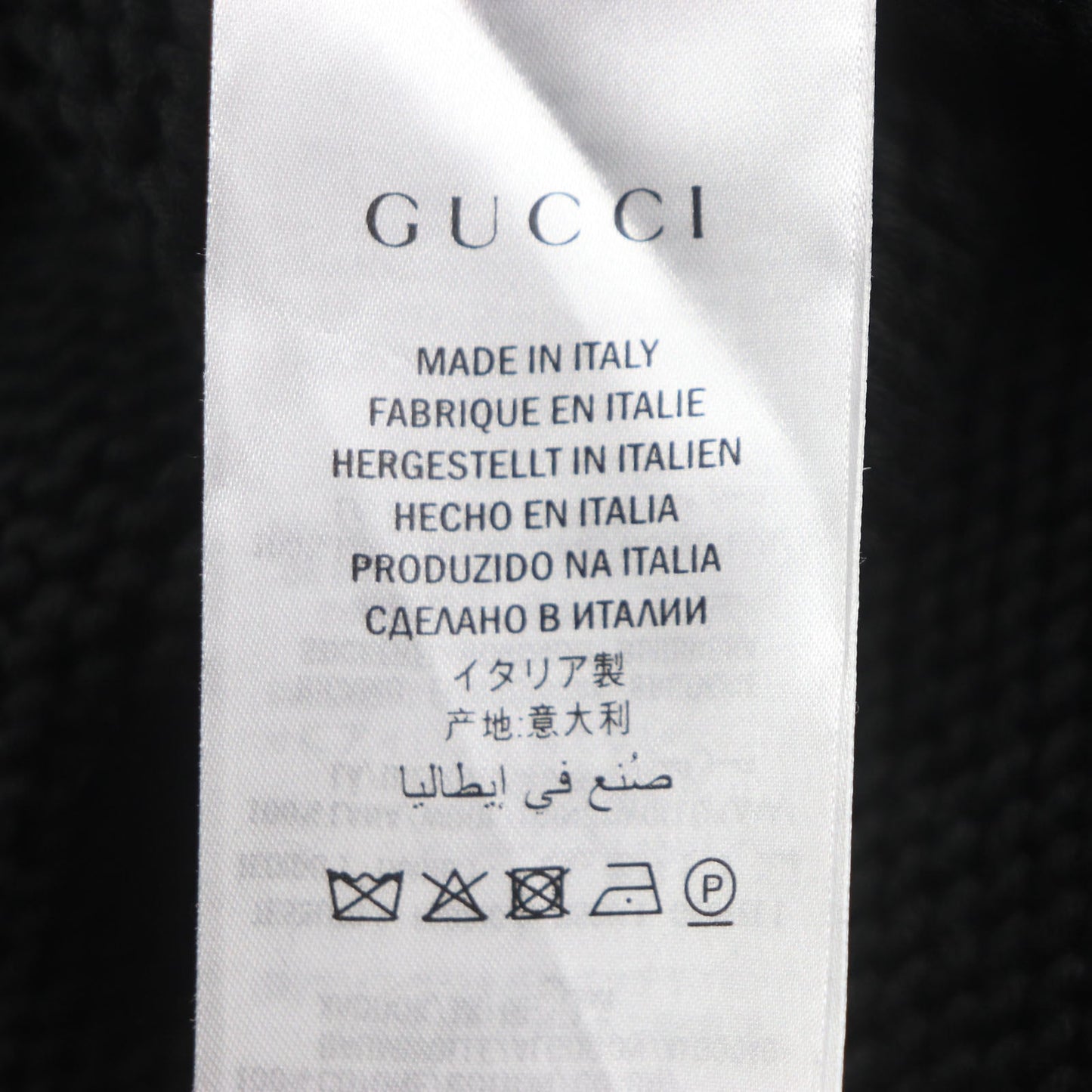 GUCCI sweater 514906 Main: 100% cotton, Part: 100% wool, Part: 100% wool black NEVER MARRY MITFORD mens XL Used