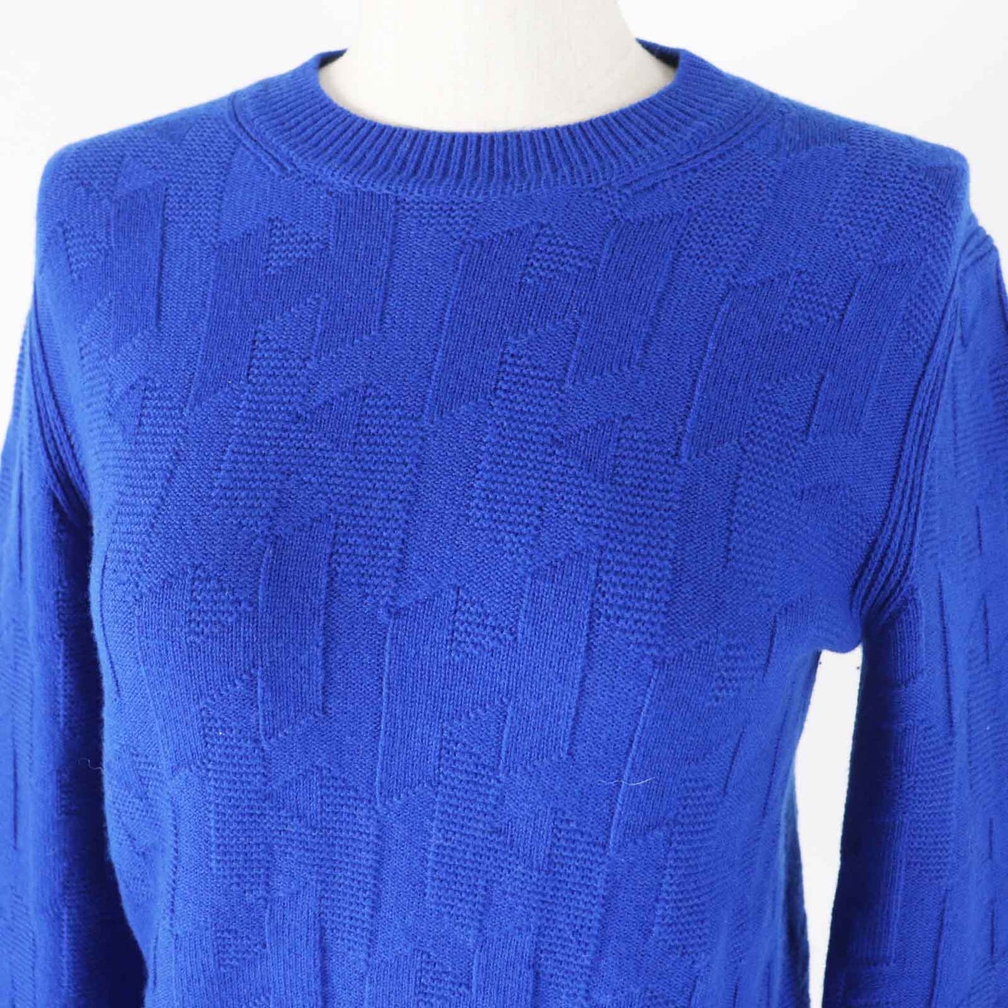 HERMES knit 4E2611D3 Main: 100% virgin wool Blue Ocean Women 34 Used