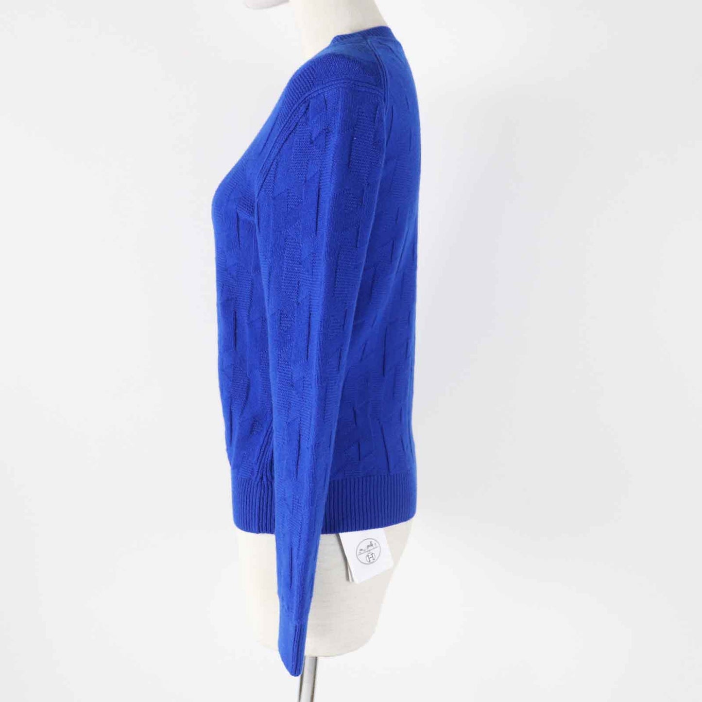 HERMES knit 4E2611D3 Main: 100% virgin wool Blue Ocean Women 34 Used