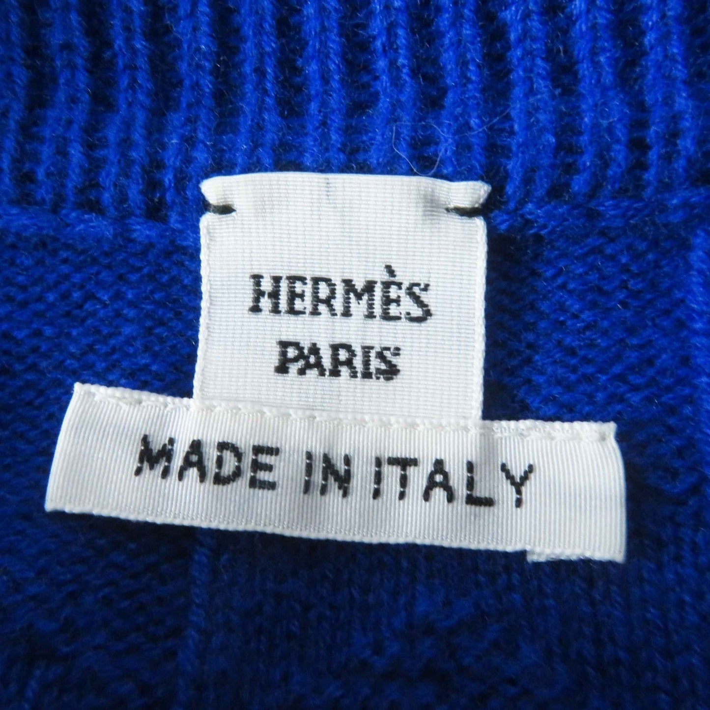 HERMES knit 4E2611D3 Main: 100% virgin wool Blue Ocean Women 34 Used
